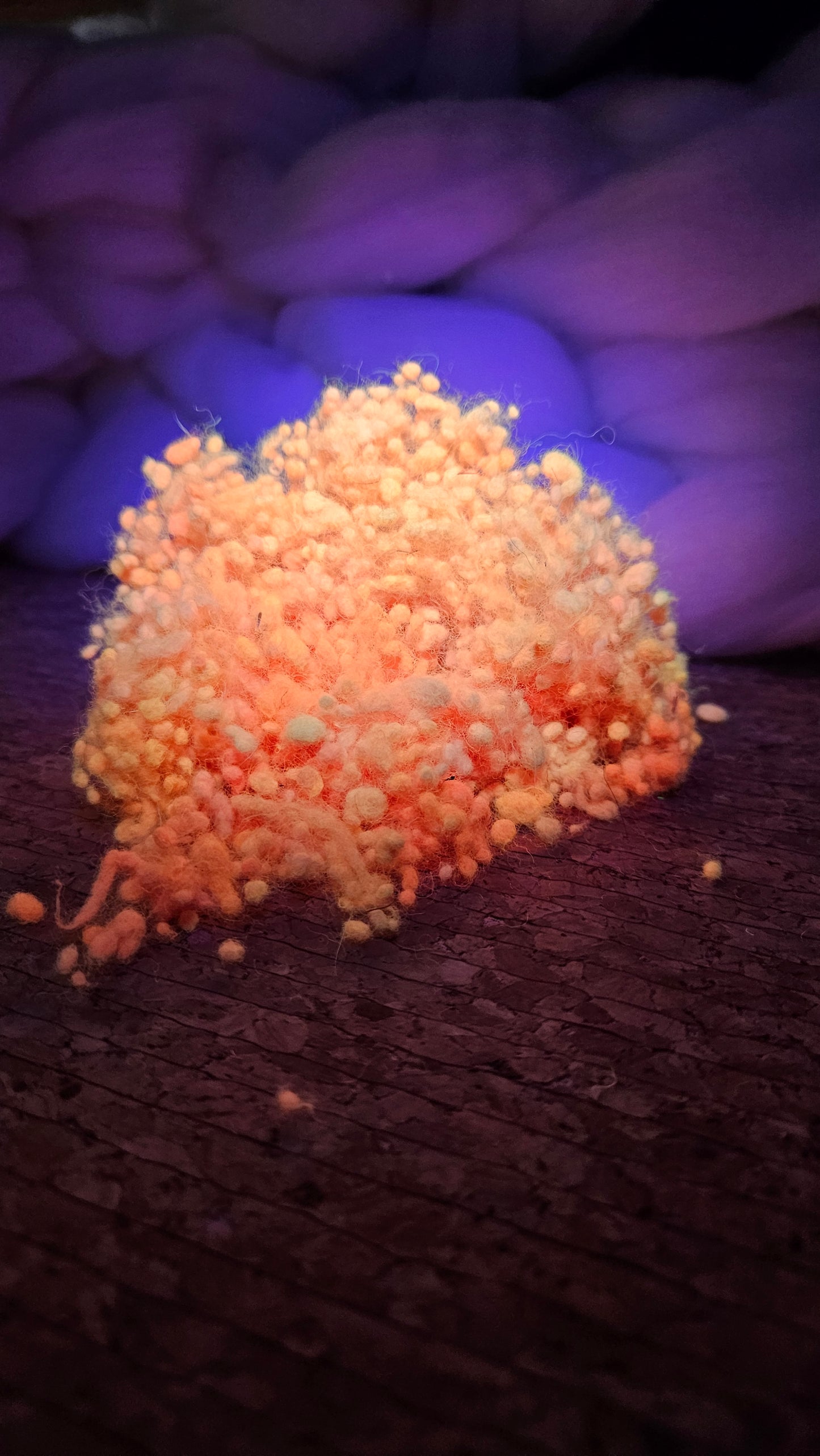 ORANGE GLOW Dyed Fine Wool Nepps - 1 ounce