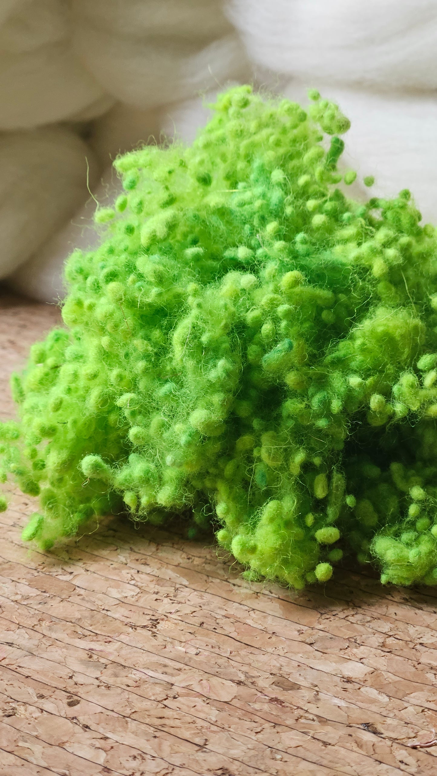 GREEN GLOW Dyed Fine Wool Nepps - 1 ounce