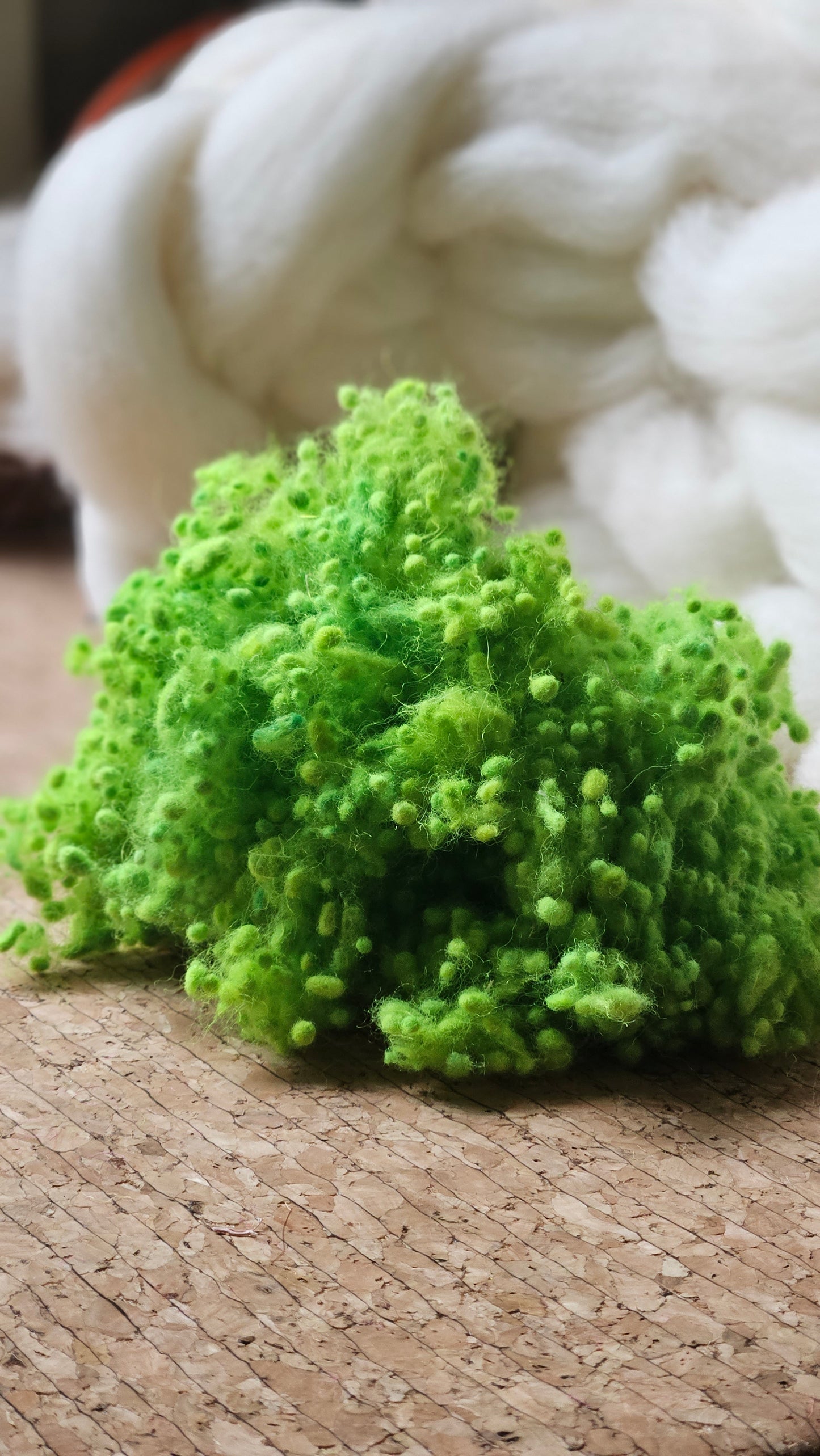 GREEN GLOW Dyed Fine Wool Nepps - 1 ounce