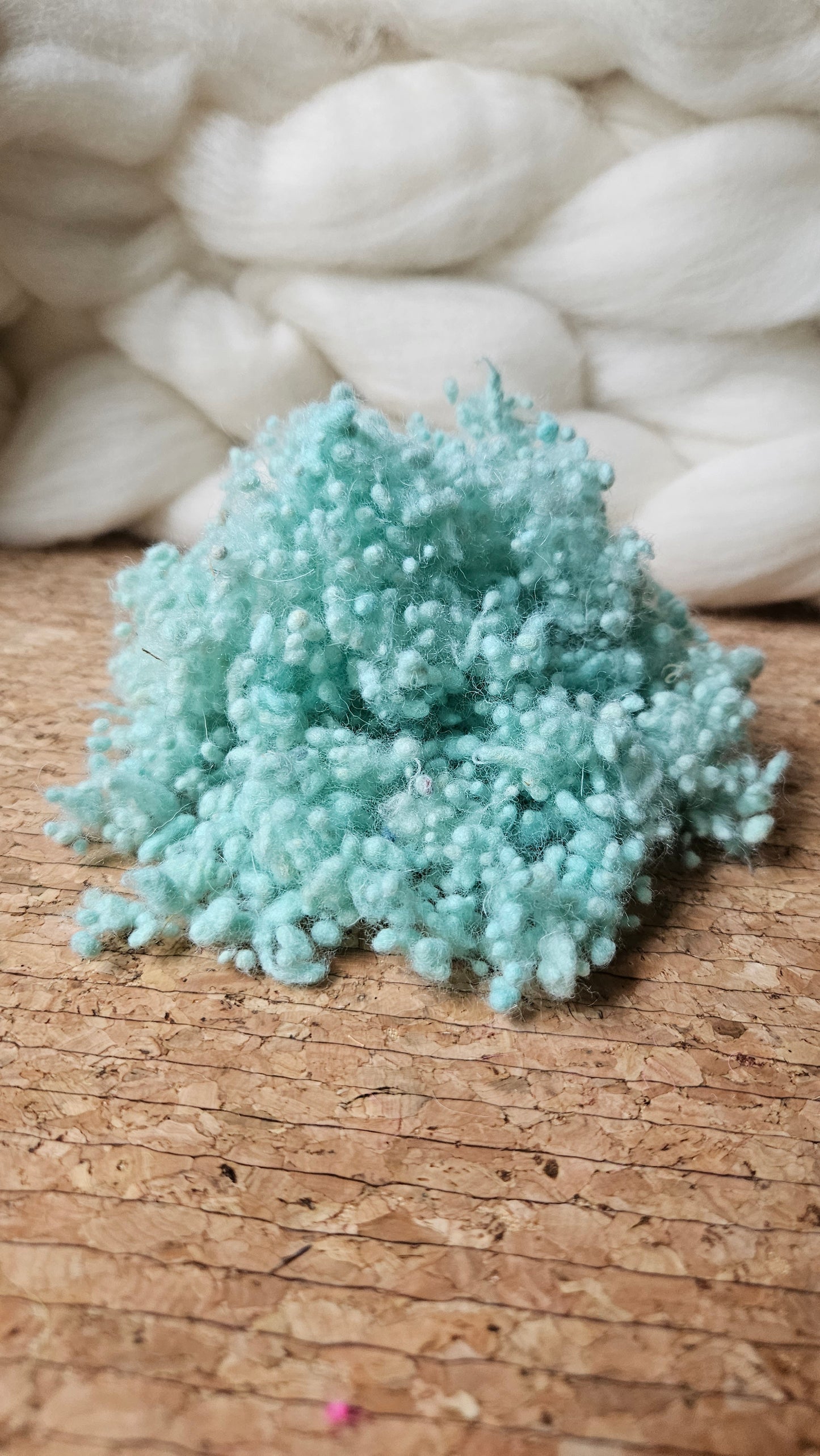 BLUE GLOW Dyed Fine Wool Nepps - 1 oz