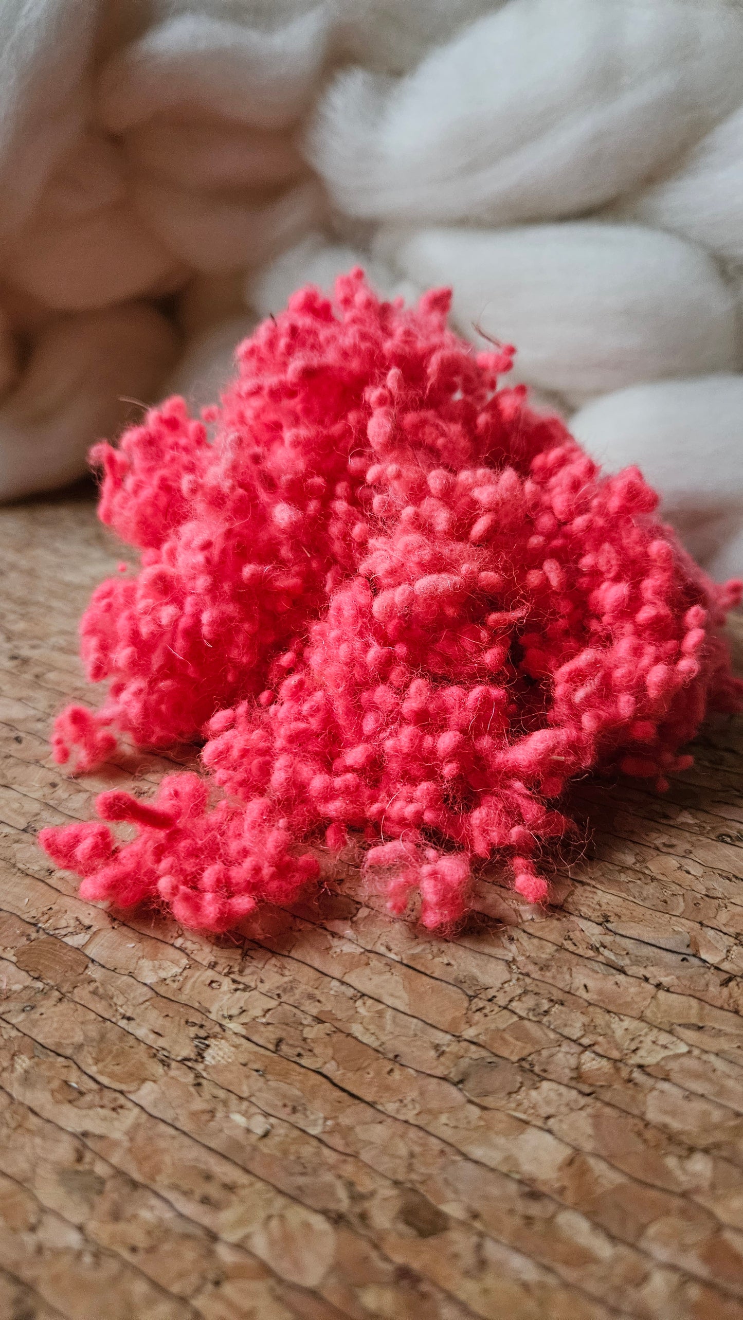 RED GLOW Dyed Fine Wool Nepps - 1 ounce