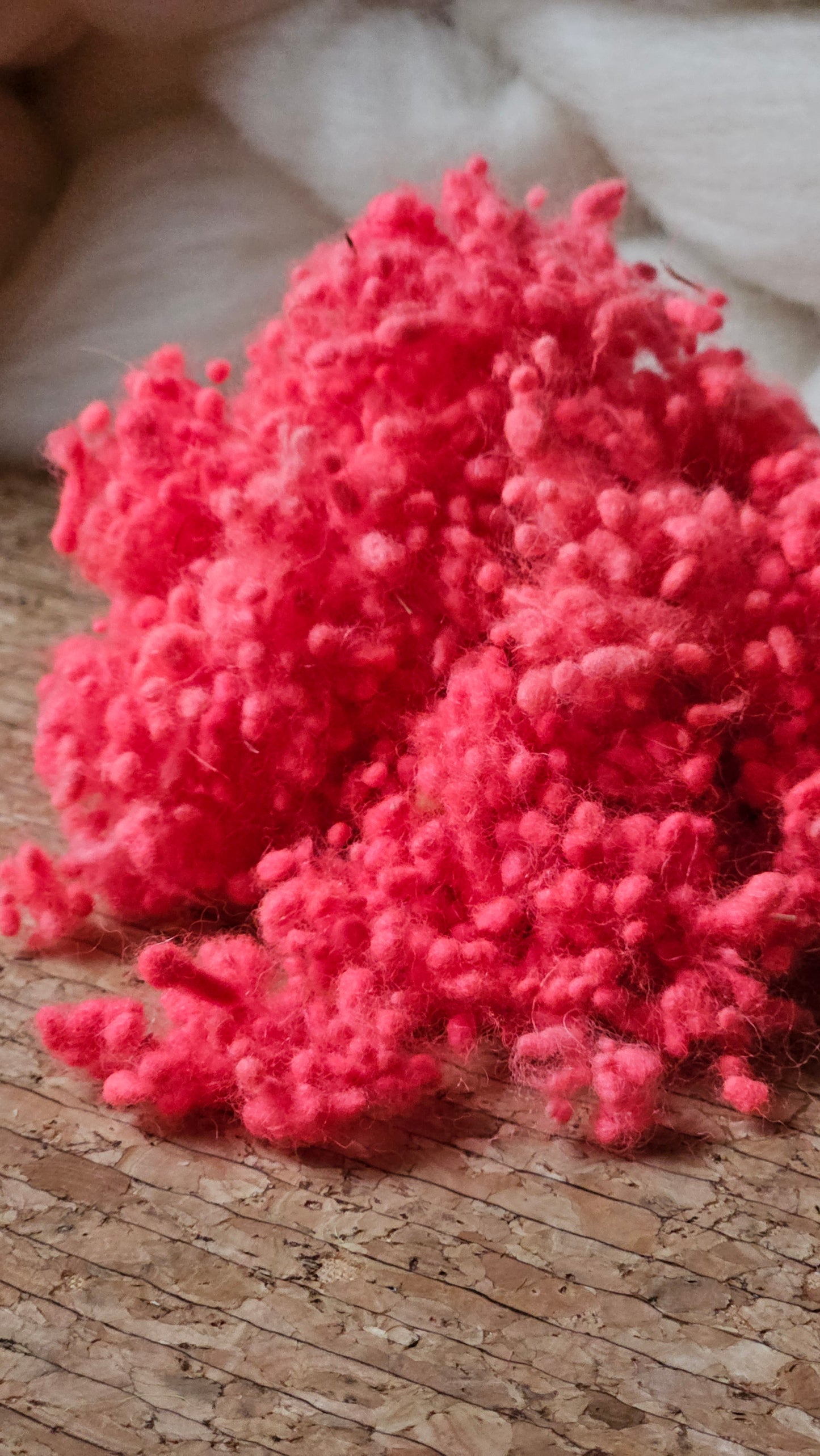 RED GLOW Dyed Fine Wool Nepps - 1 ounce