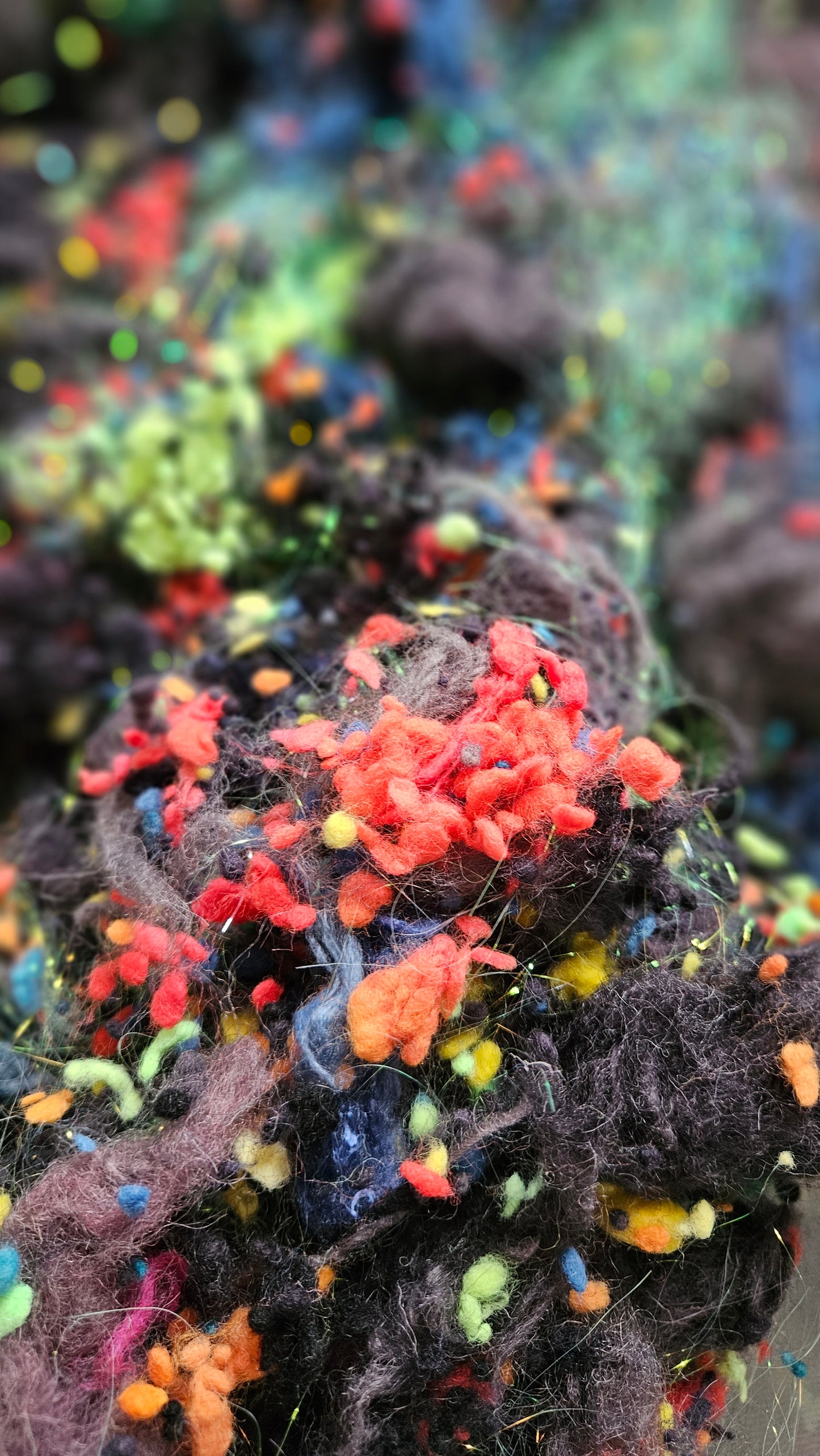 BLACK OPAL - Wool Thread Cloud Cotton Bamboo Sparkle Fiber Art Texture Blend - 2 oz