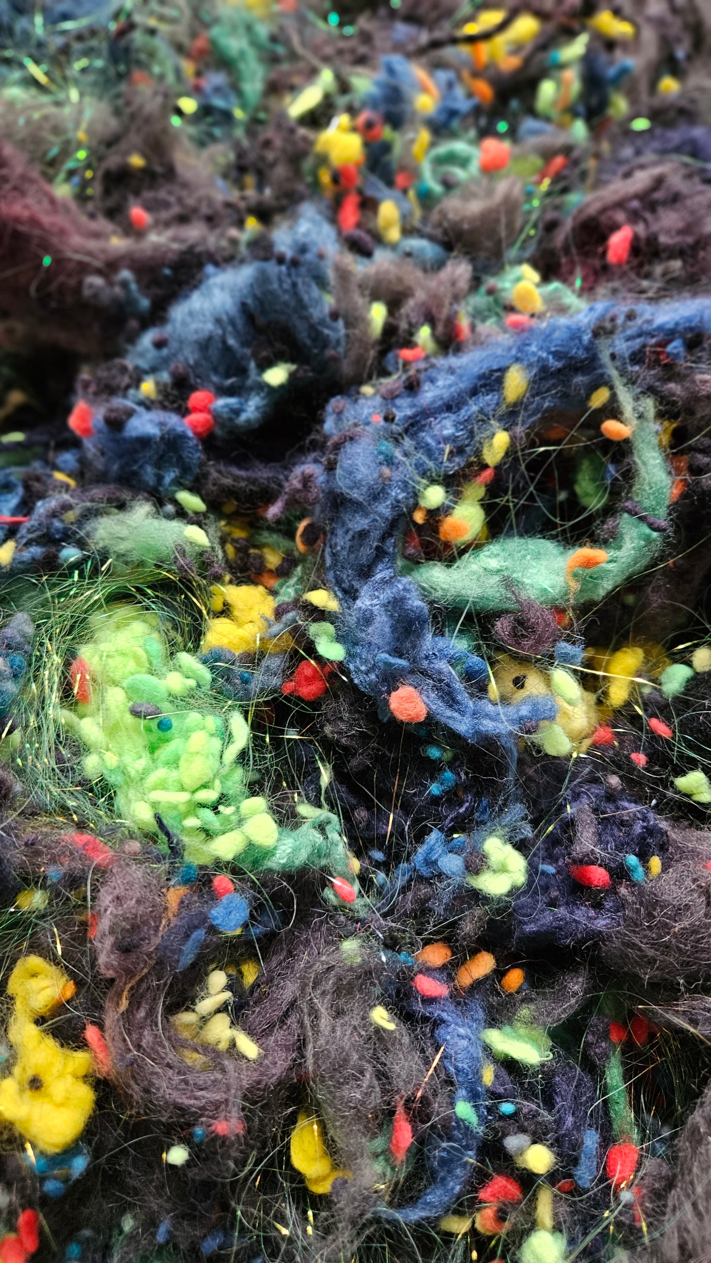 BLACK OPAL - Wool Thread Cloud Cotton Bamboo Sparkle Fiber Art Texture Blend - 2 oz