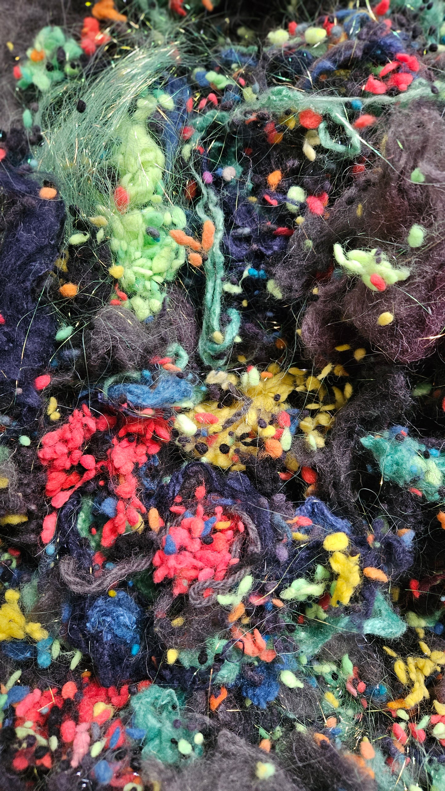 BLACK OPAL - Wool Thread Cloud Cotton Bamboo Sparkle Fiber Art Texture Blend - 2 oz
