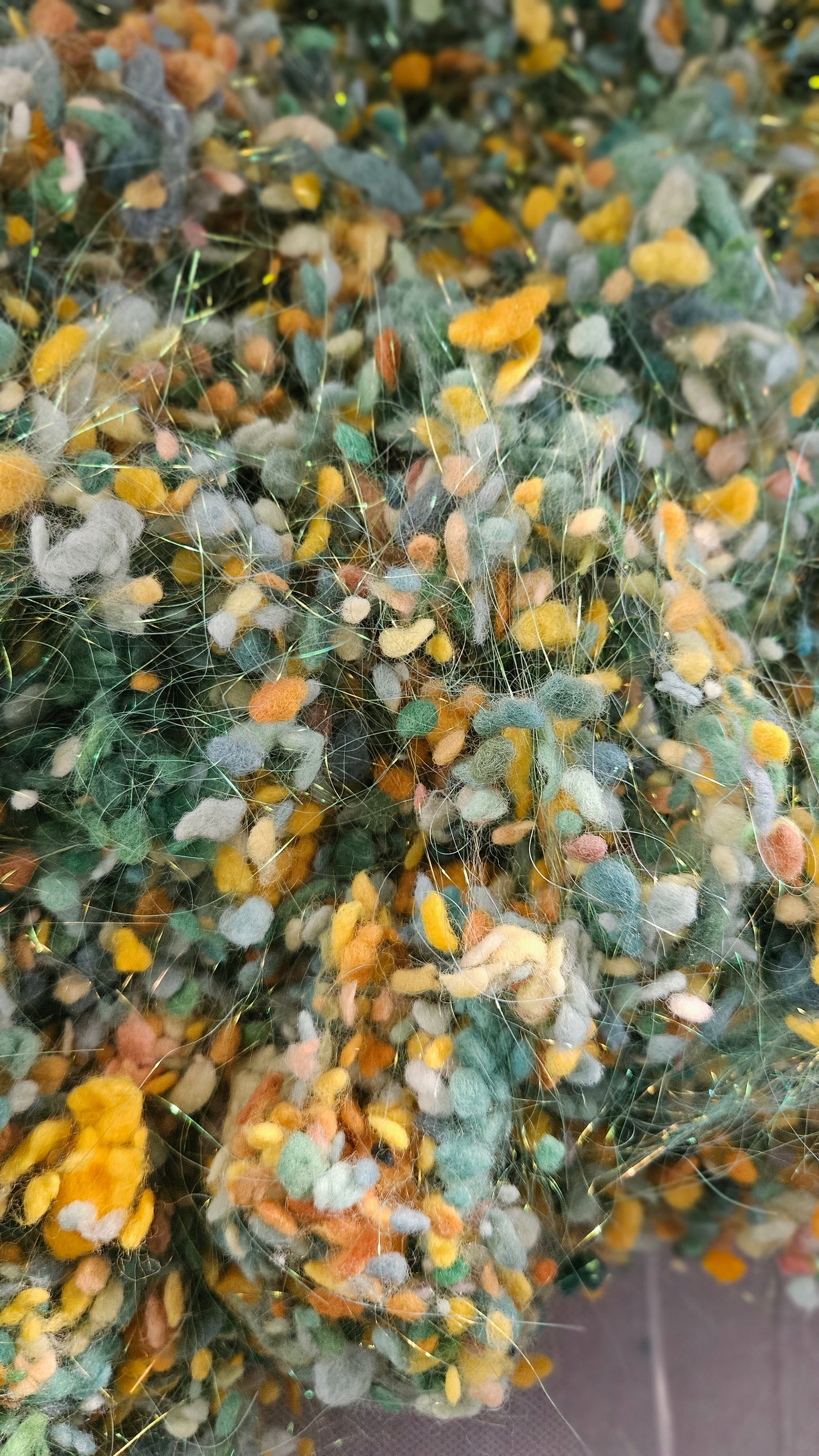 OLIVE GROVE - rare hand-dyed cotton nepps with sparkle for fiber blending, felting, and papermaking - 1 oz | 28 g