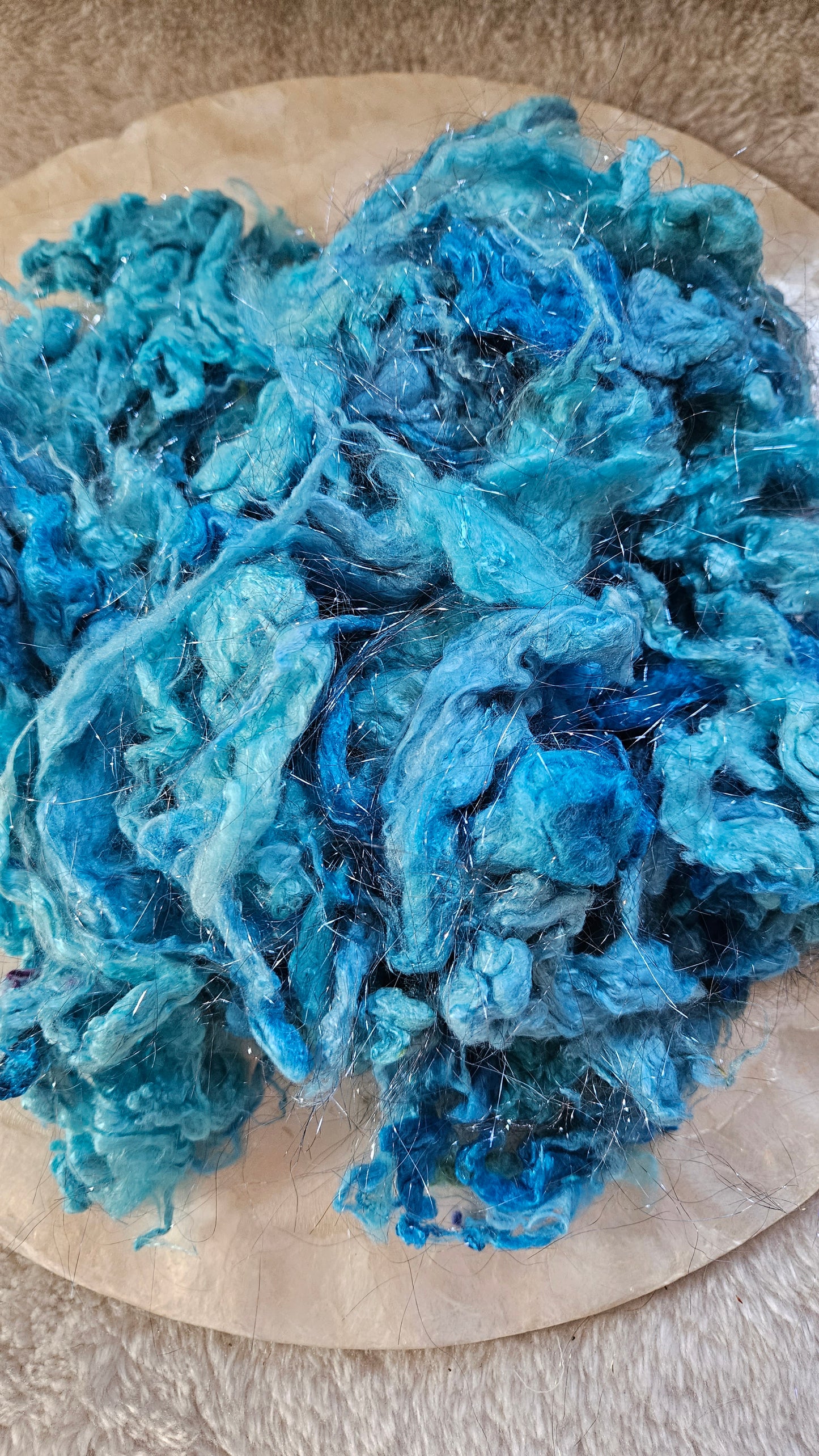 BIG BLUE SKY - Bamboo Sparkle Fiber Art Texture Blend - 2 oz