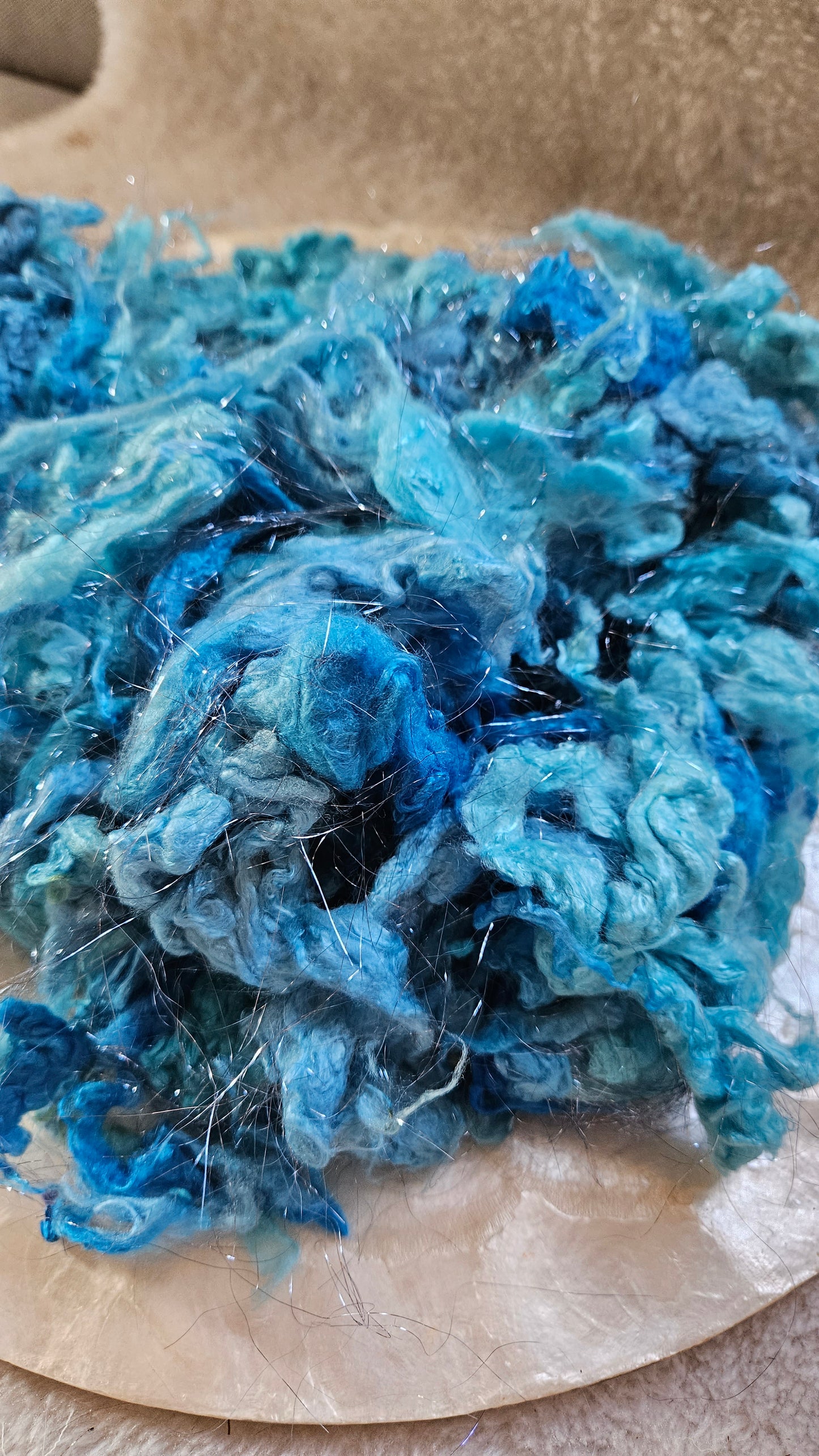 BIG BLUE SKY - Bamboo Sparkle Fiber Art Texture Blend - 2 oz
