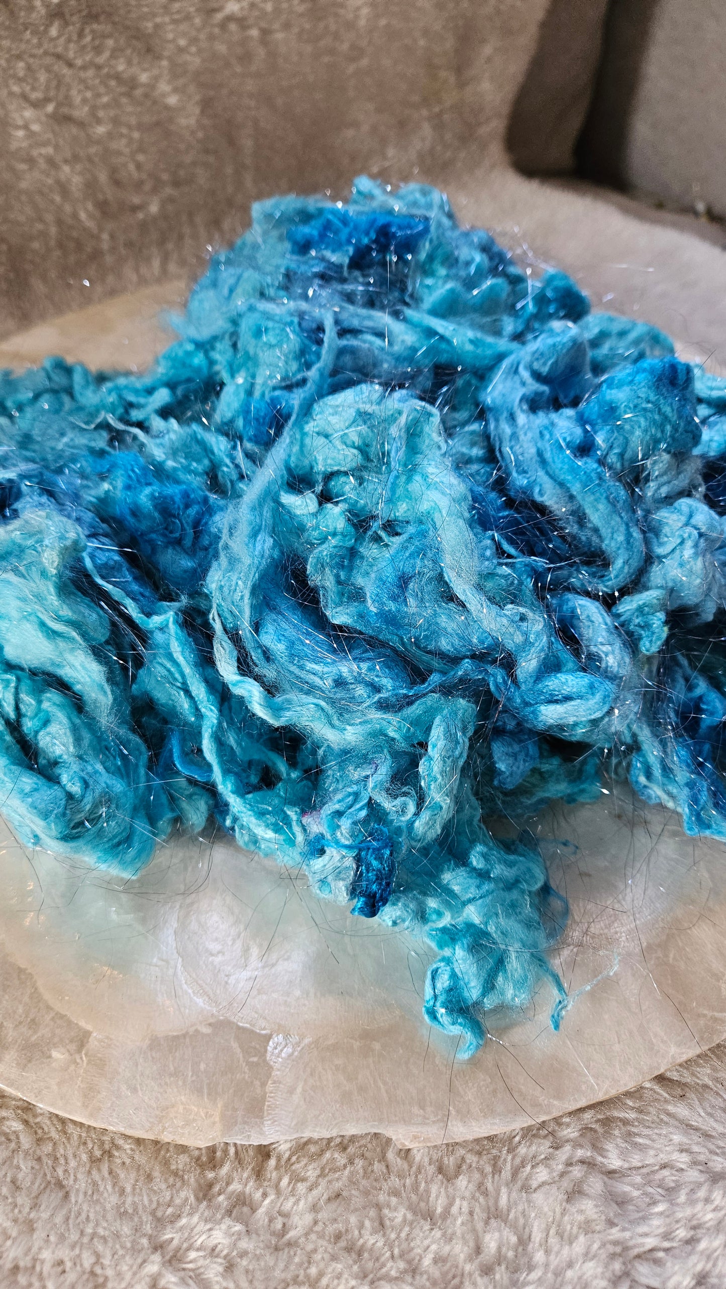 BIG BLUE SKY - Bamboo Sparkle Fiber Art Texture Blend - 2 oz