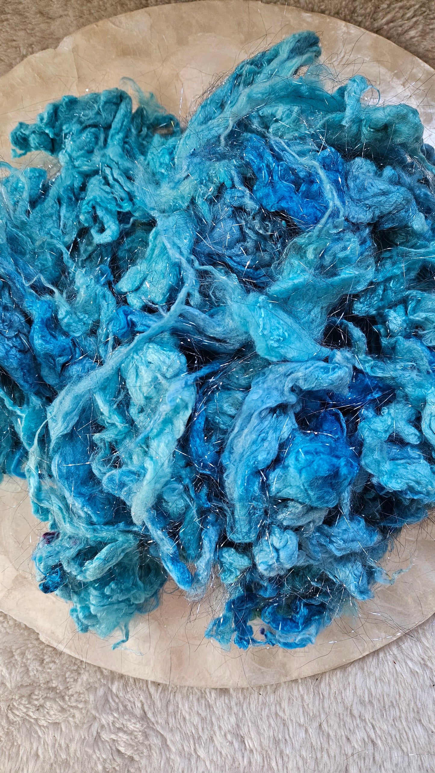 BIG BLUE SKY - Bamboo Sparkle Fiber Art Texture Blend - 2 oz
