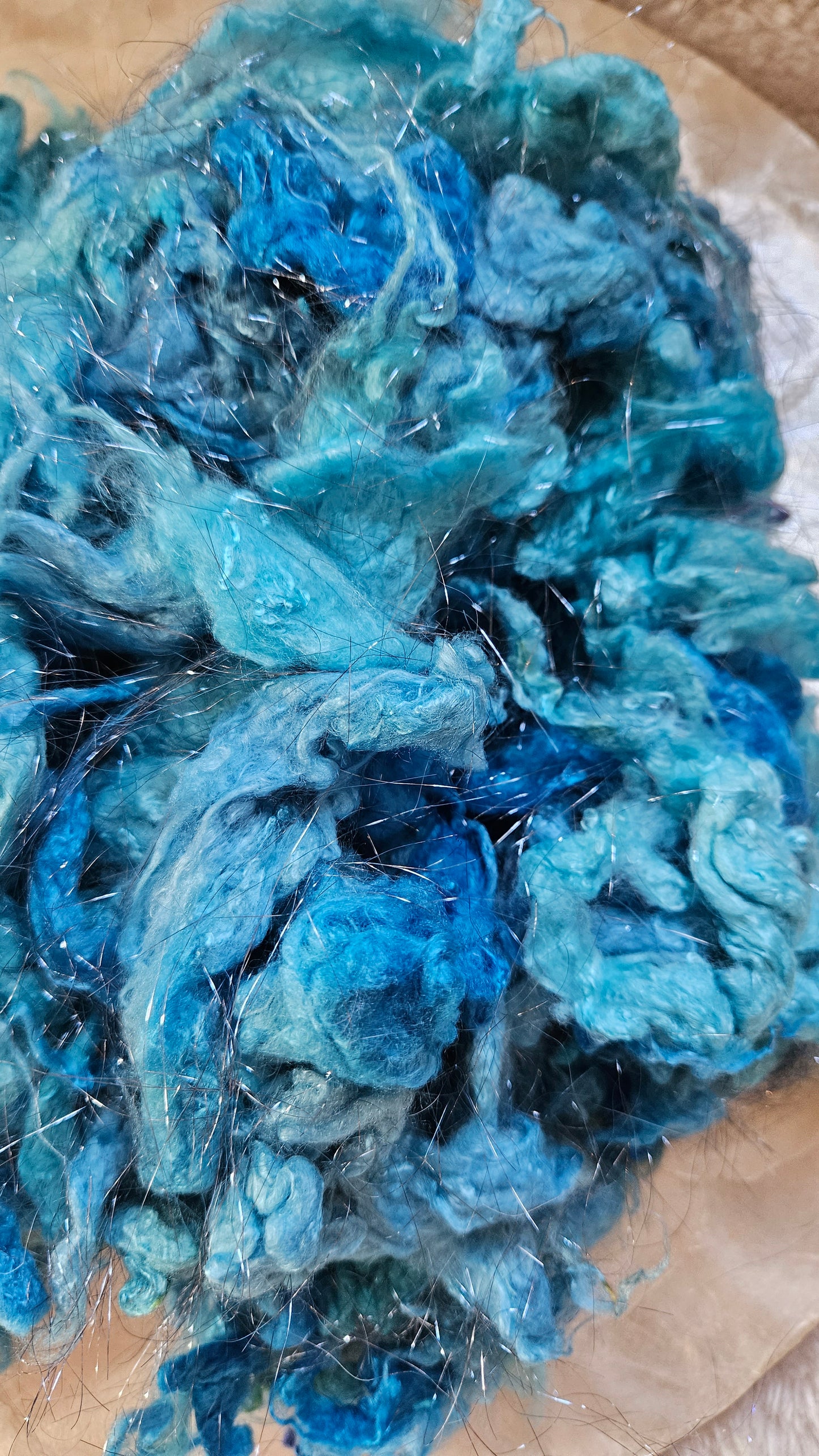 BIG BLUE SKY - Bamboo Sparkle Fiber Art Texture Blend - 2 oz
