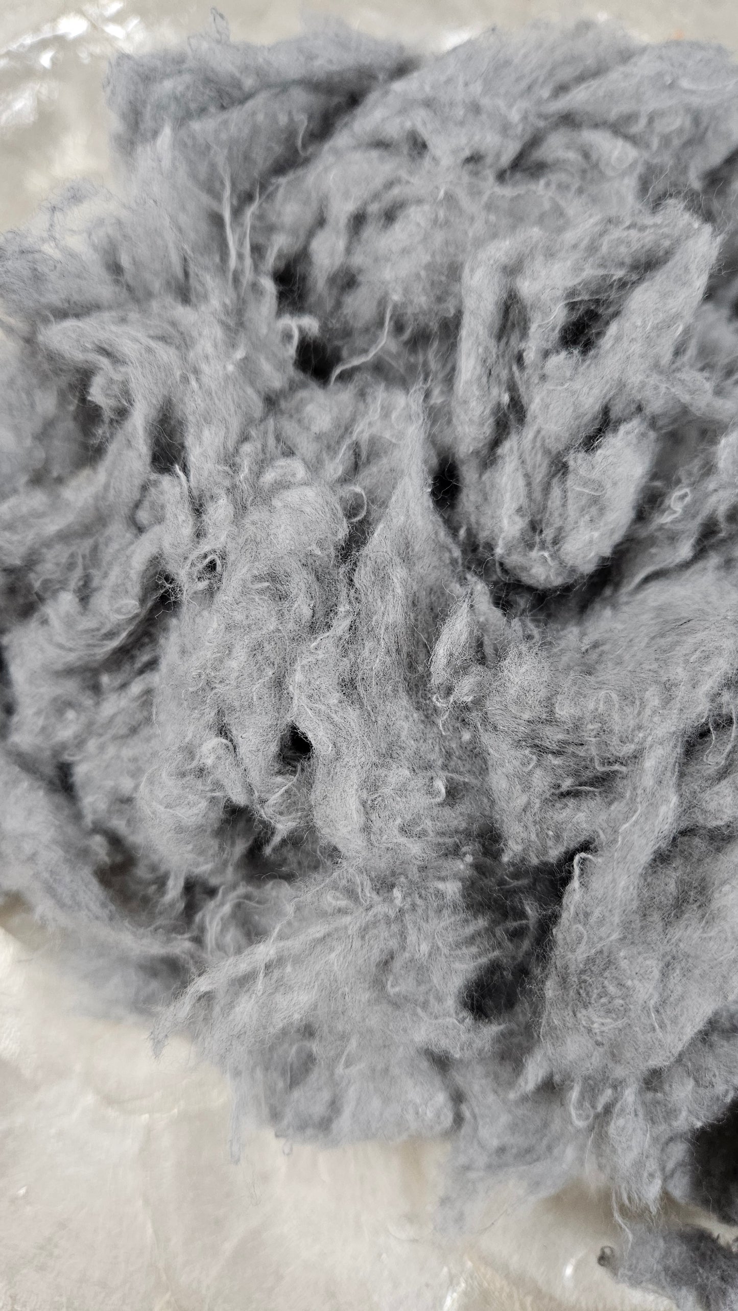FEATHER GREY - recycled cotton noil "feathers" effects texture for blending, felting, and papermaking - 4 oz | 113 g