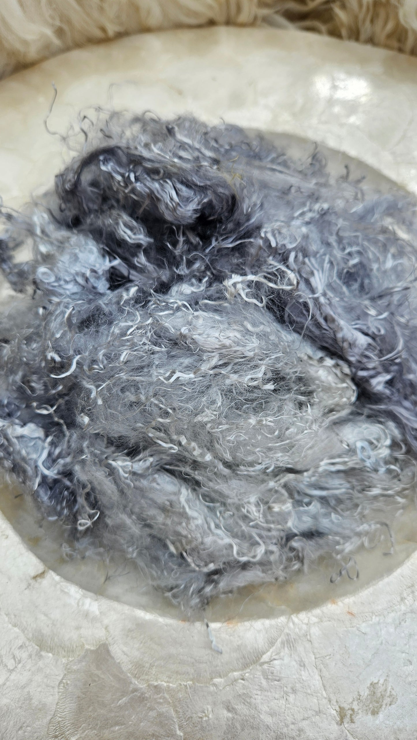SILVER Eucalyptus Crimp Hand Dyed Effects Fiber - 1 ounce