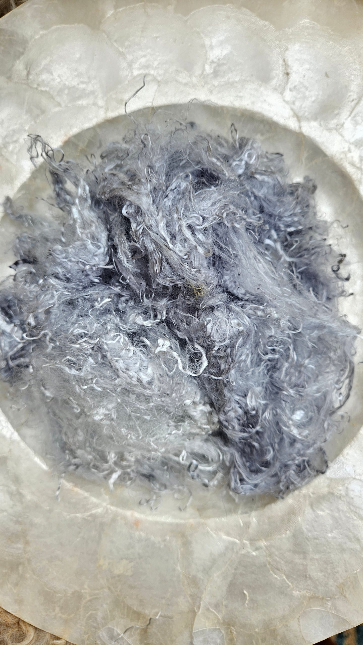 SILVER Eucalyptus Crimp Hand Dyed Effects Fiber - 1 ounce