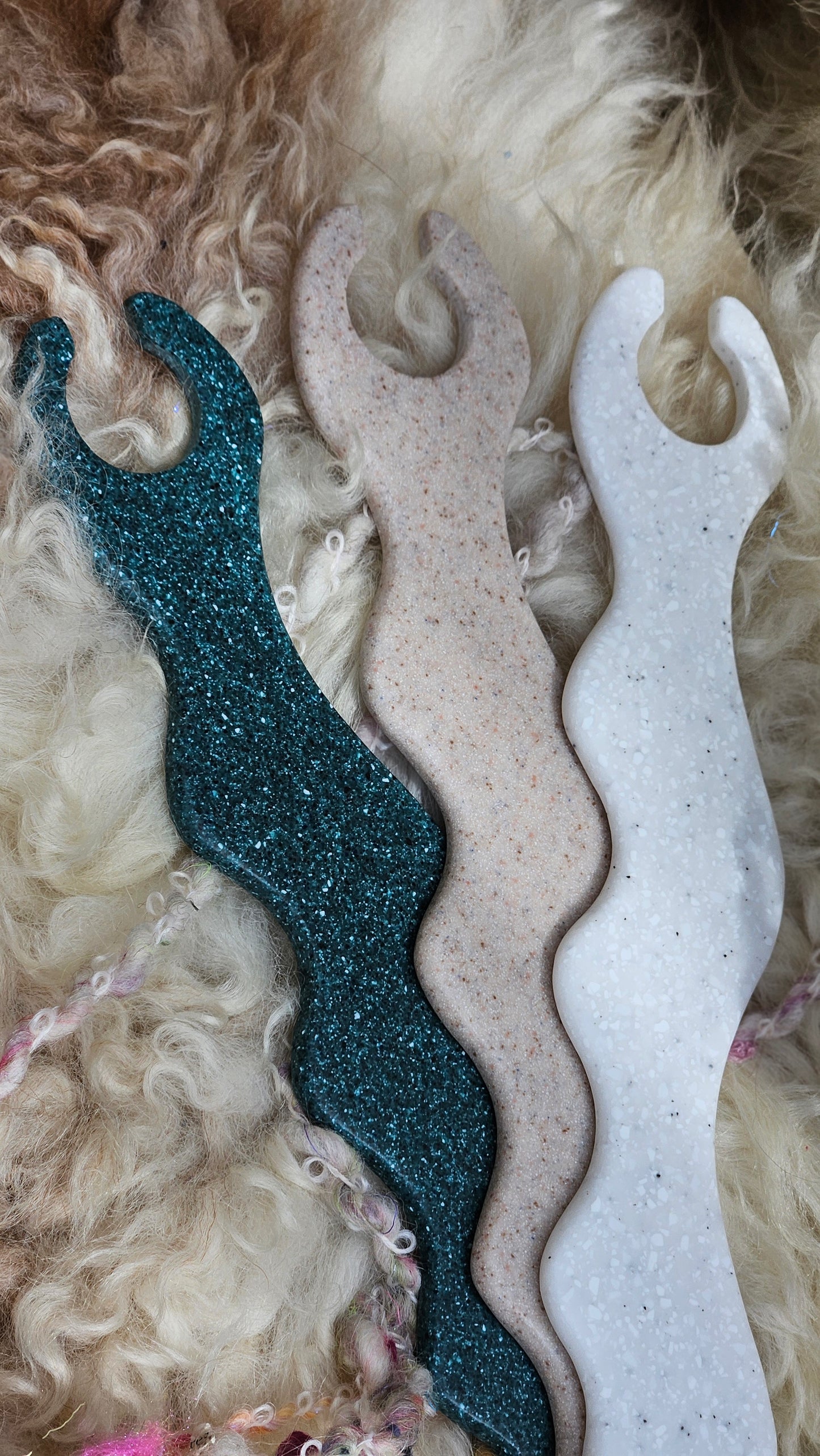 Handcrafted Wavy Art Weaving Shuttle Stick in Corian
