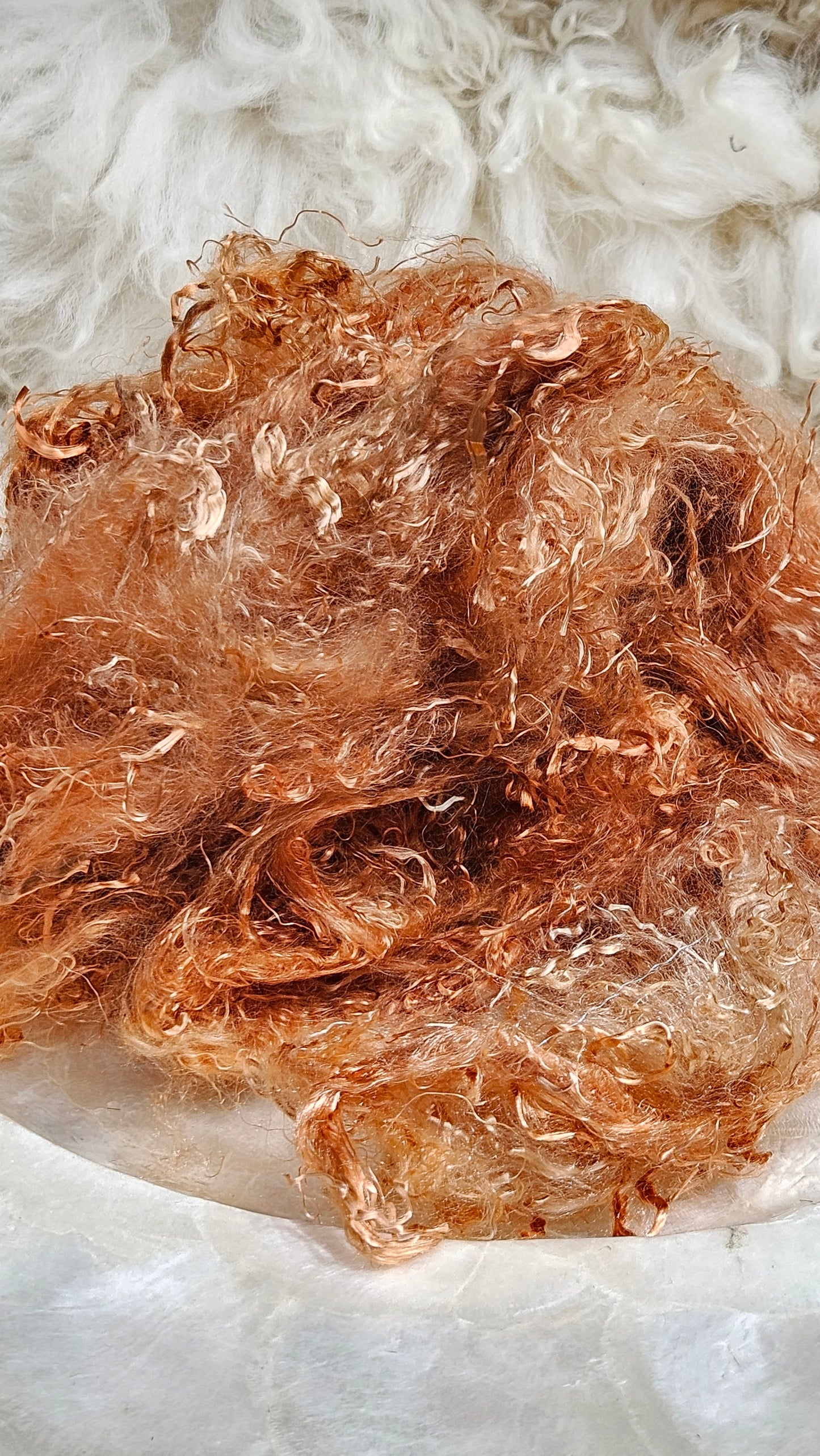 COPPER Eucalyptus Crimp Hand Dyed Effects Fiber - 1 ounce