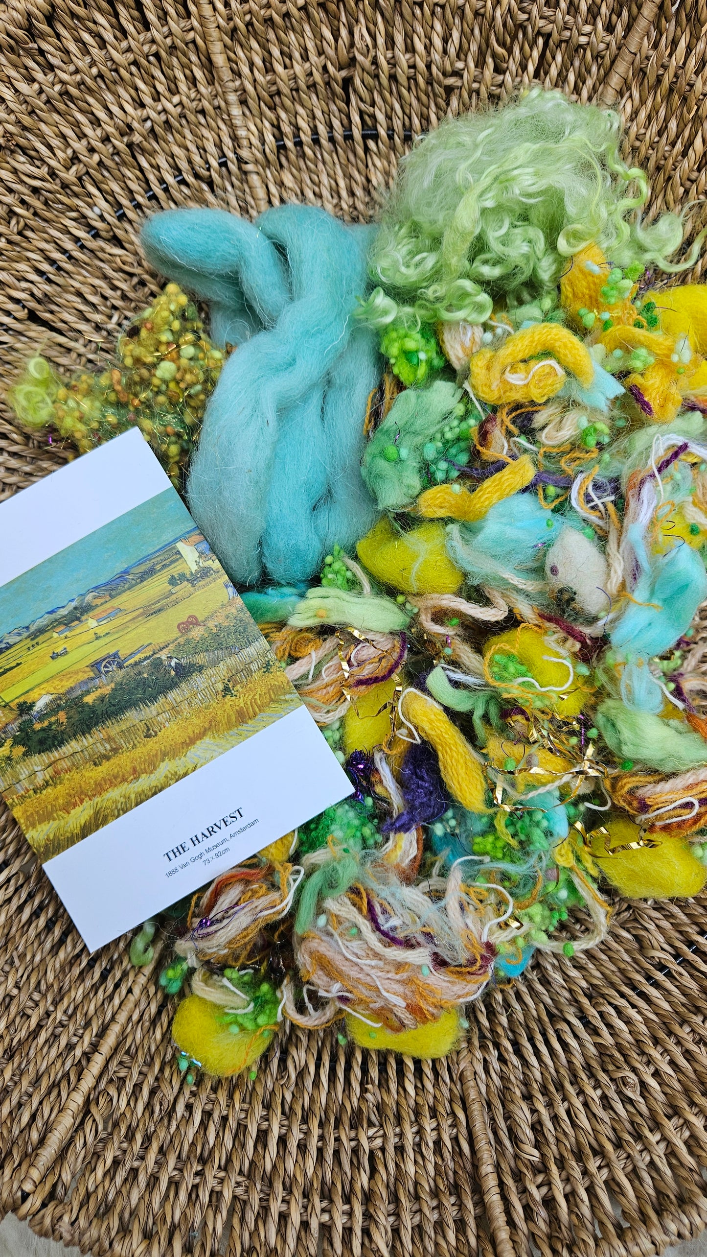 THE HARVEST - hand-dyed Van Gogh inspired rare wool texture blend for blending, felting, and papermaking - 2.5 oz | 71 g