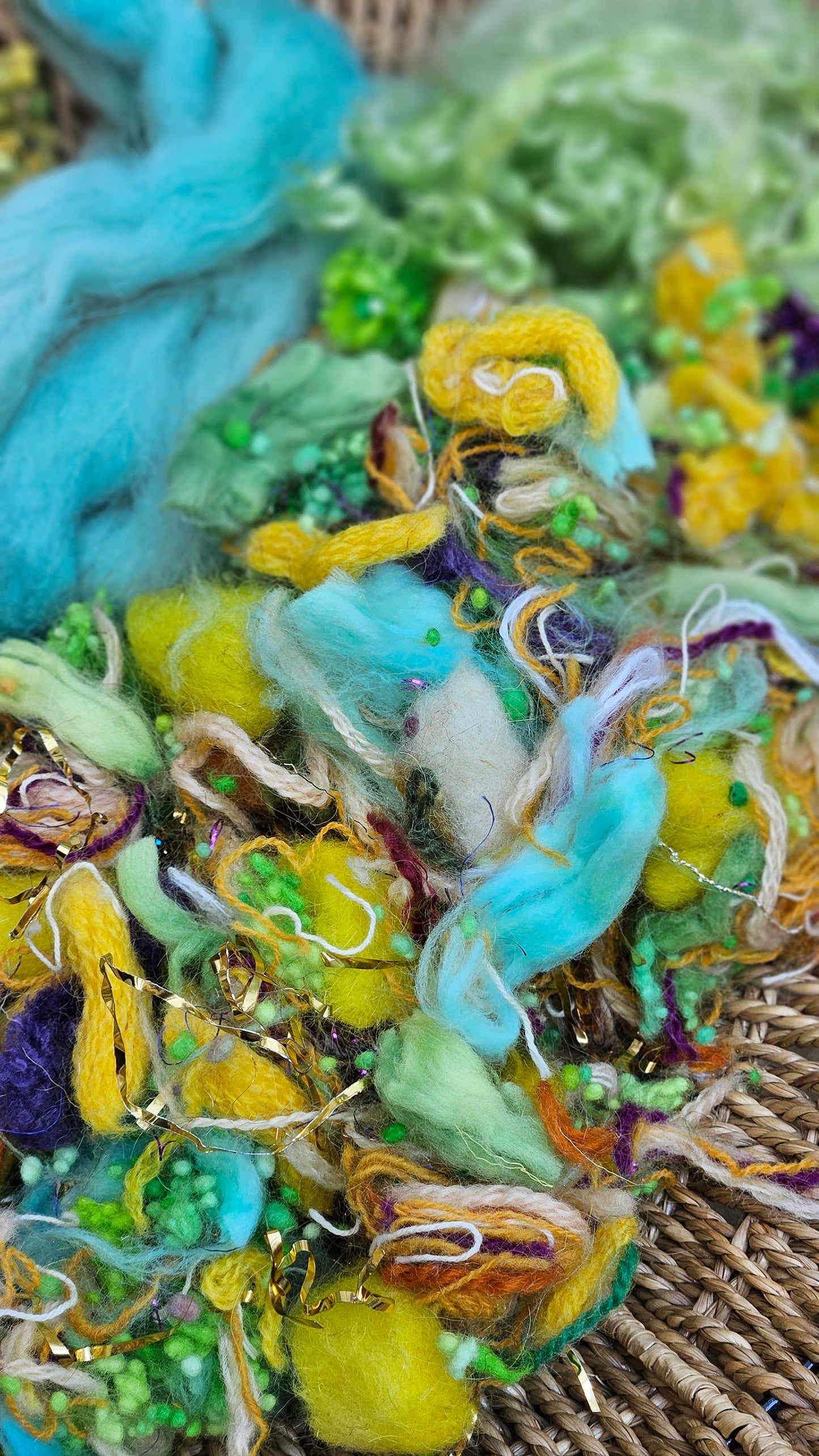 THE HARVEST - hand-dyed Van Gogh inspired rare wool texture blend for blending, felting, and papermaking - 2.5 oz | 71 g
