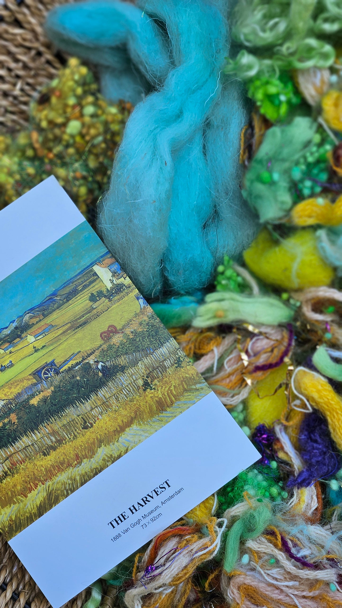 THE HARVEST - hand-dyed Van Gogh inspired rare wool texture blend for blending, felting, and papermaking - 2.5 oz | 71 g