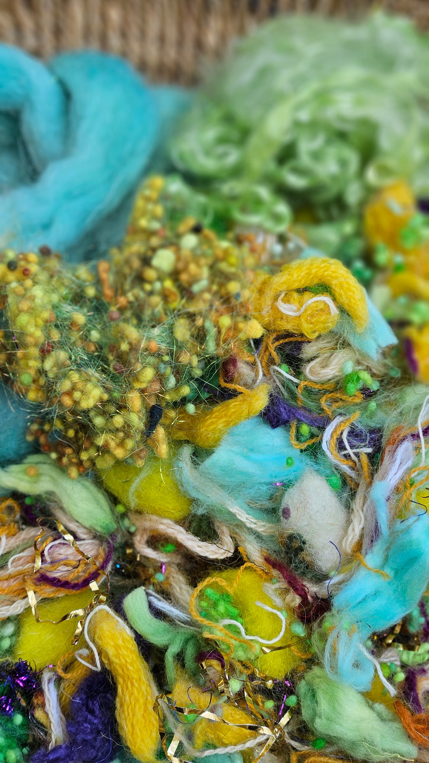 THE HARVEST - hand-dyed Van Gogh inspired rare wool texture blend for blending, felting, and papermaking - 2.5 oz | 71 g
