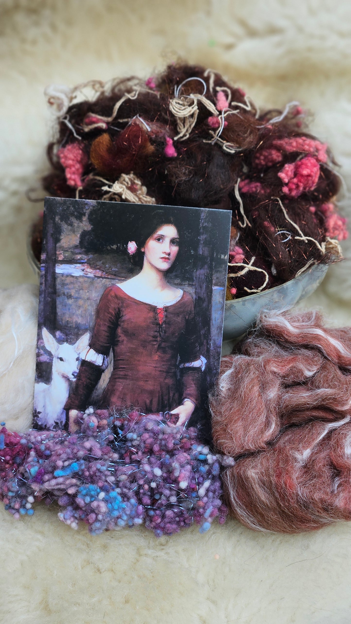 LADY CLARE - limited edition Waterhouse inspired luxury fiber artist kit for fiber blending and felting - 2.5 oz | 71 g