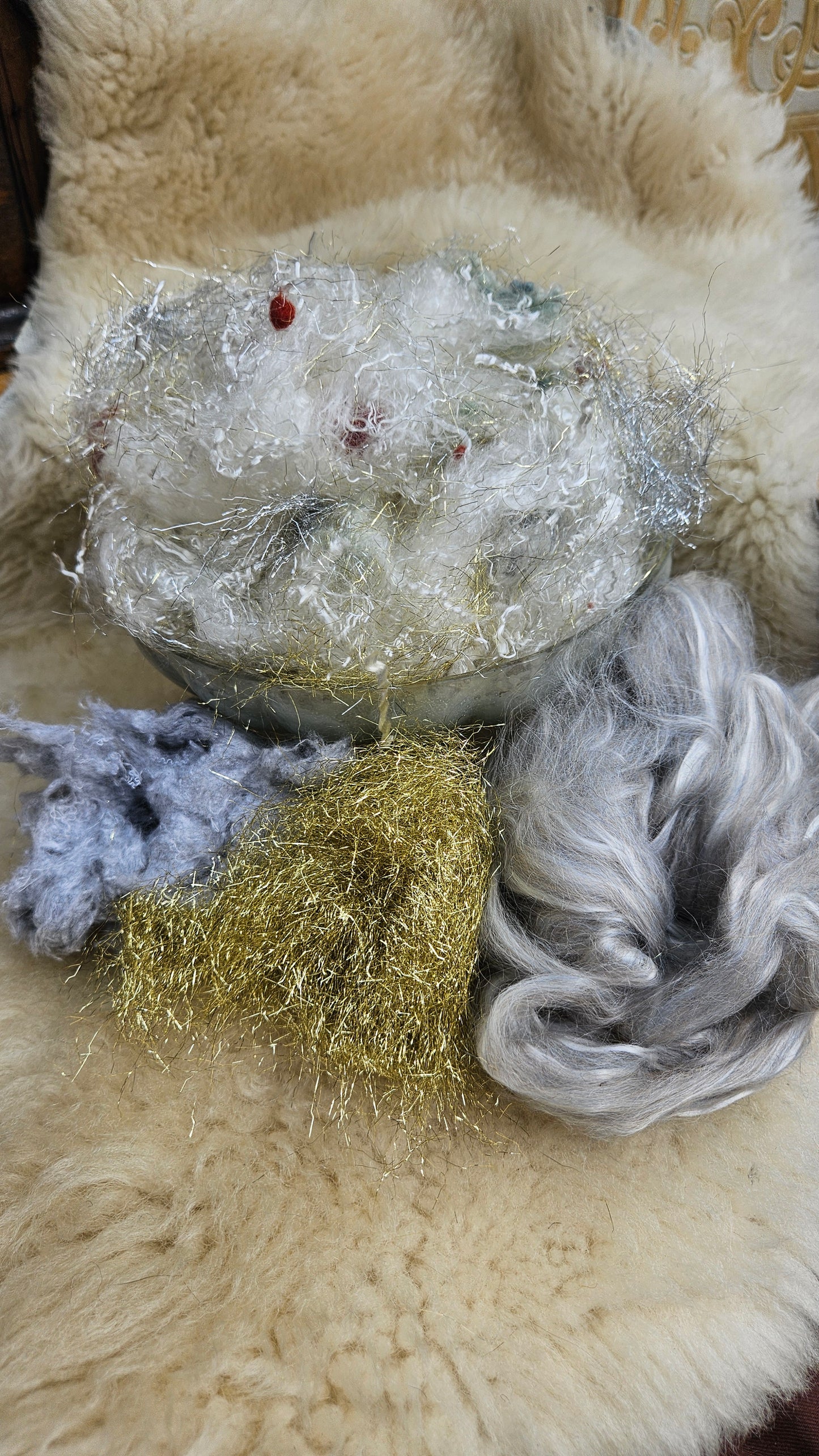 OPHELIA'S SILVER SILK DRESS - limited edition Waterhouse Pre-Raphaelite inspired luxury fiber artist kit for fiber blending and felting - 2.5 oz | 71 g