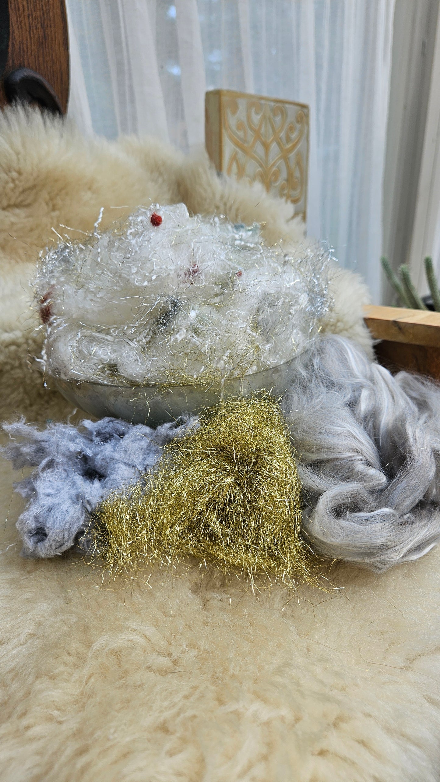 OPHELIA'S SILVER SILK DRESS - limited edition Waterhouse Pre-Raphaelite inspired luxury fiber artist kit for fiber blending and felting - 2.5 oz | 71 g