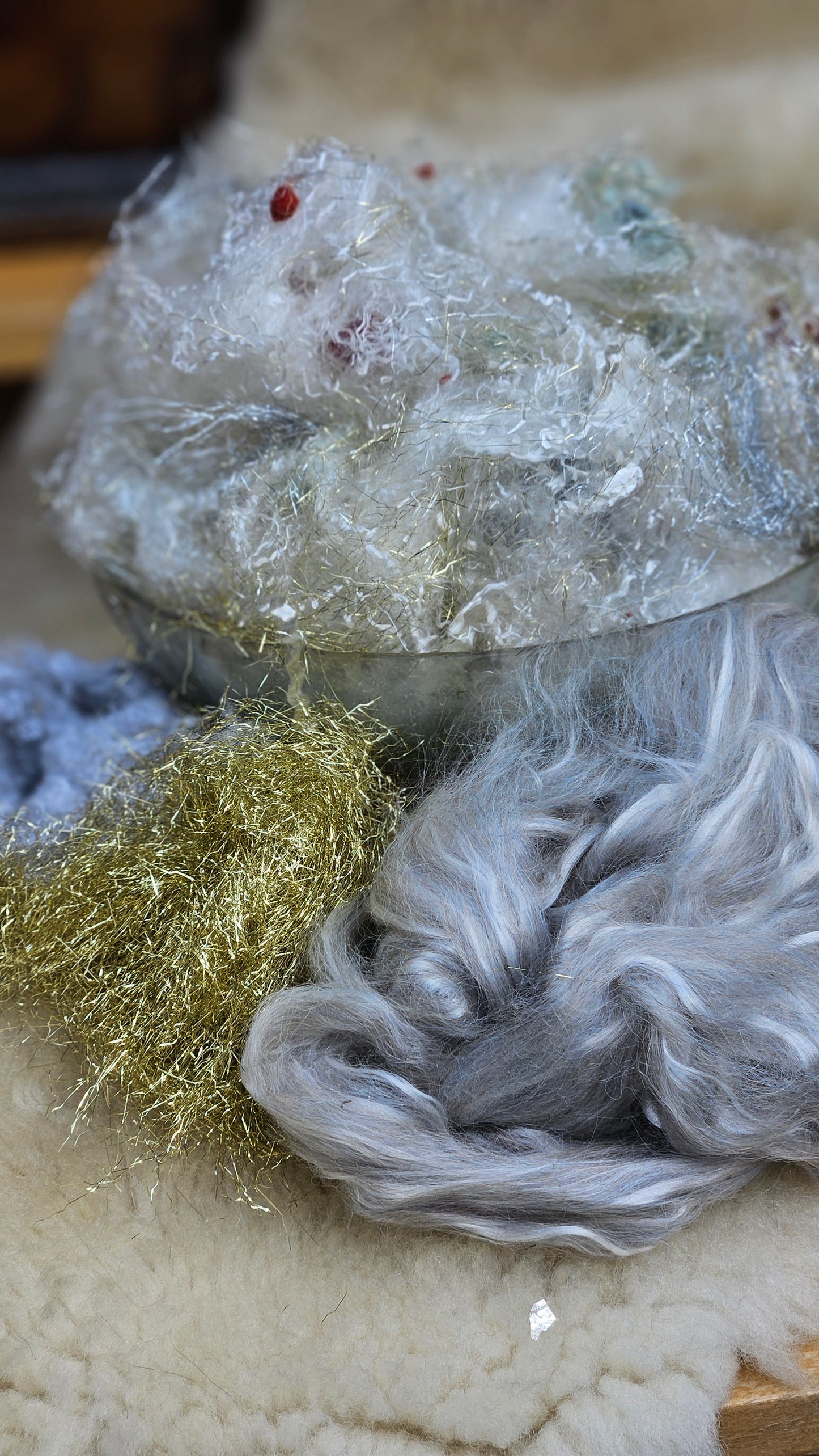 OPHELIA'S SILVER SILK DRESS - limited edition Waterhouse Pre-Raphaelite inspired luxury fiber artist kit for fiber blending and felting - 2.5 oz | 71 g