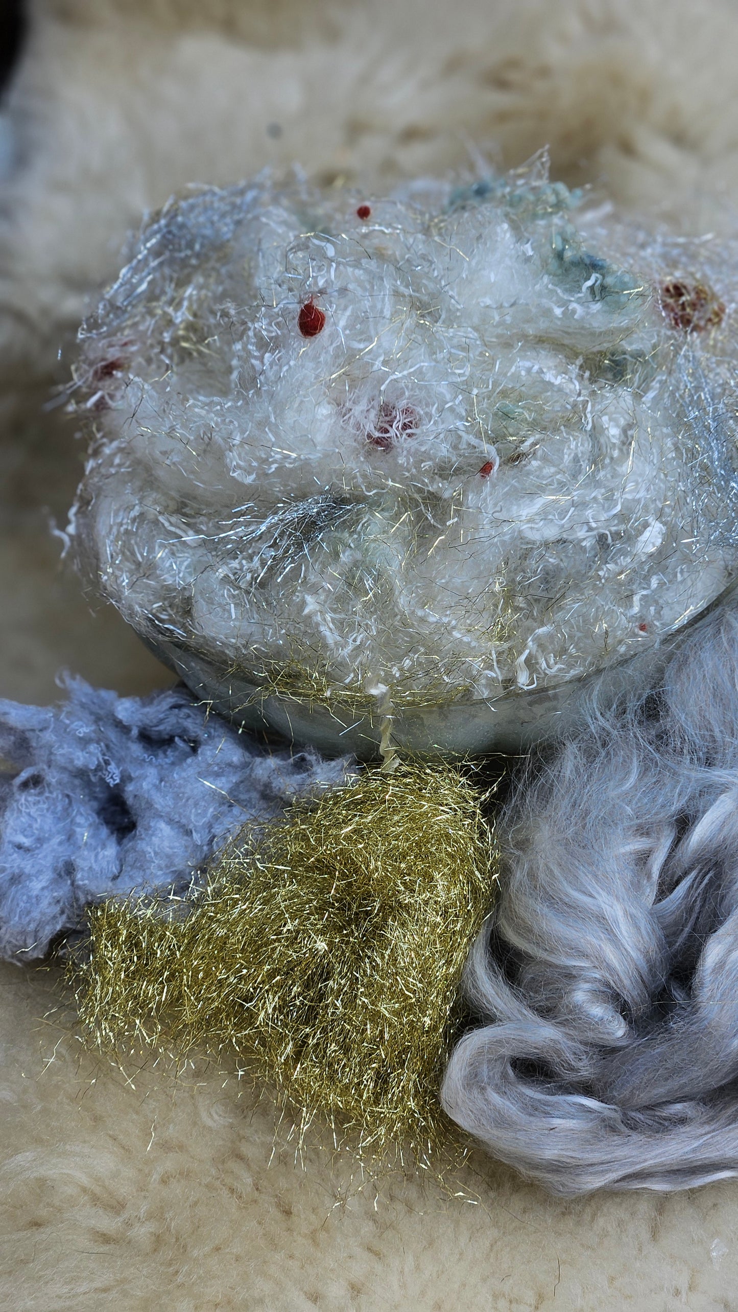 OPHELIA'S SILVER SILK DRESS - limited edition Waterhouse Pre-Raphaelite inspired luxury fiber artist kit for fiber blending and felting - 2.5 oz | 71 g