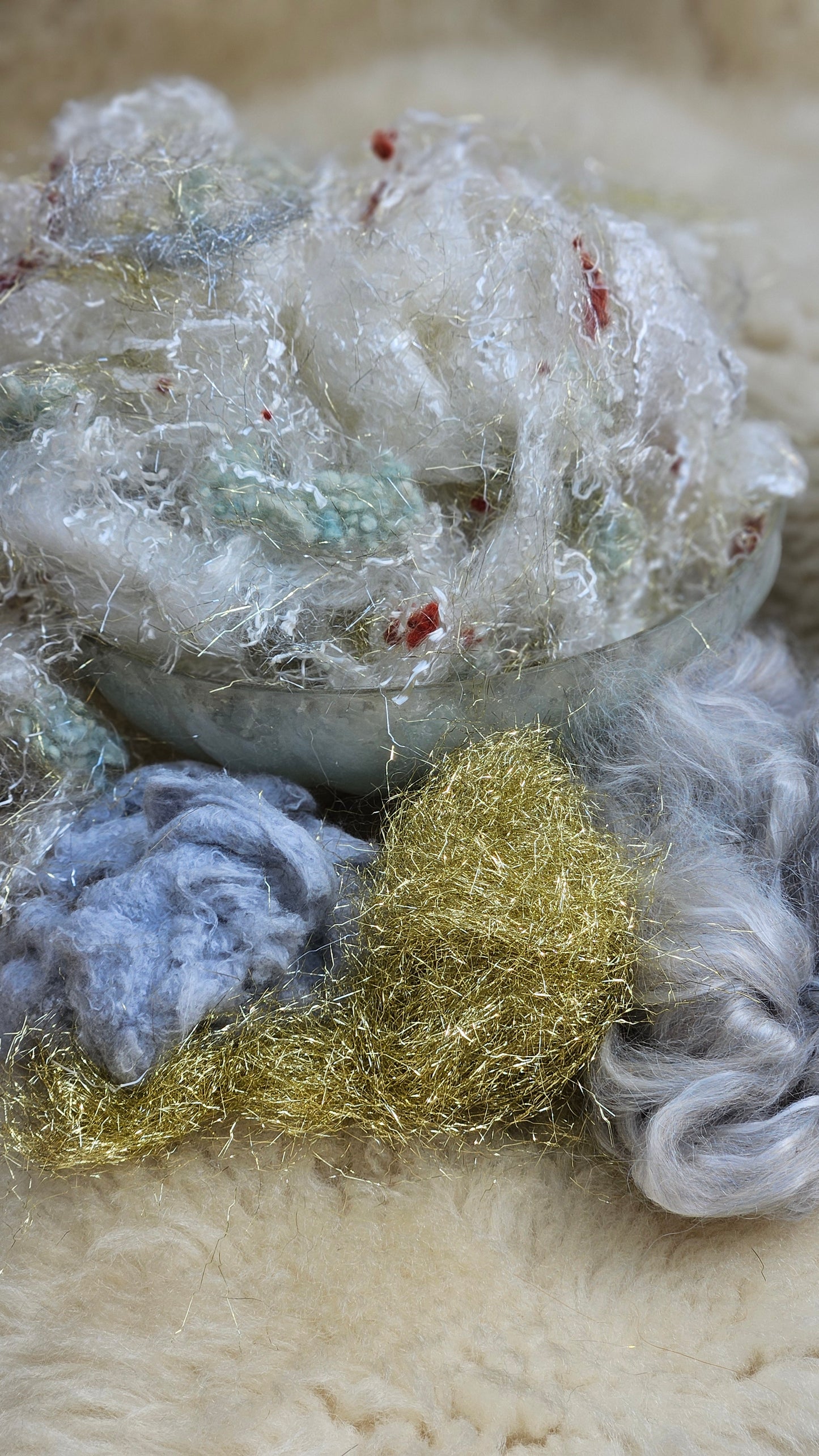 OPHELIA'S SILVER SILK DRESS - limited edition Waterhouse Pre-Raphaelite inspired luxury fiber artist kit for fiber blending and felting - 2.5 oz | 71 g