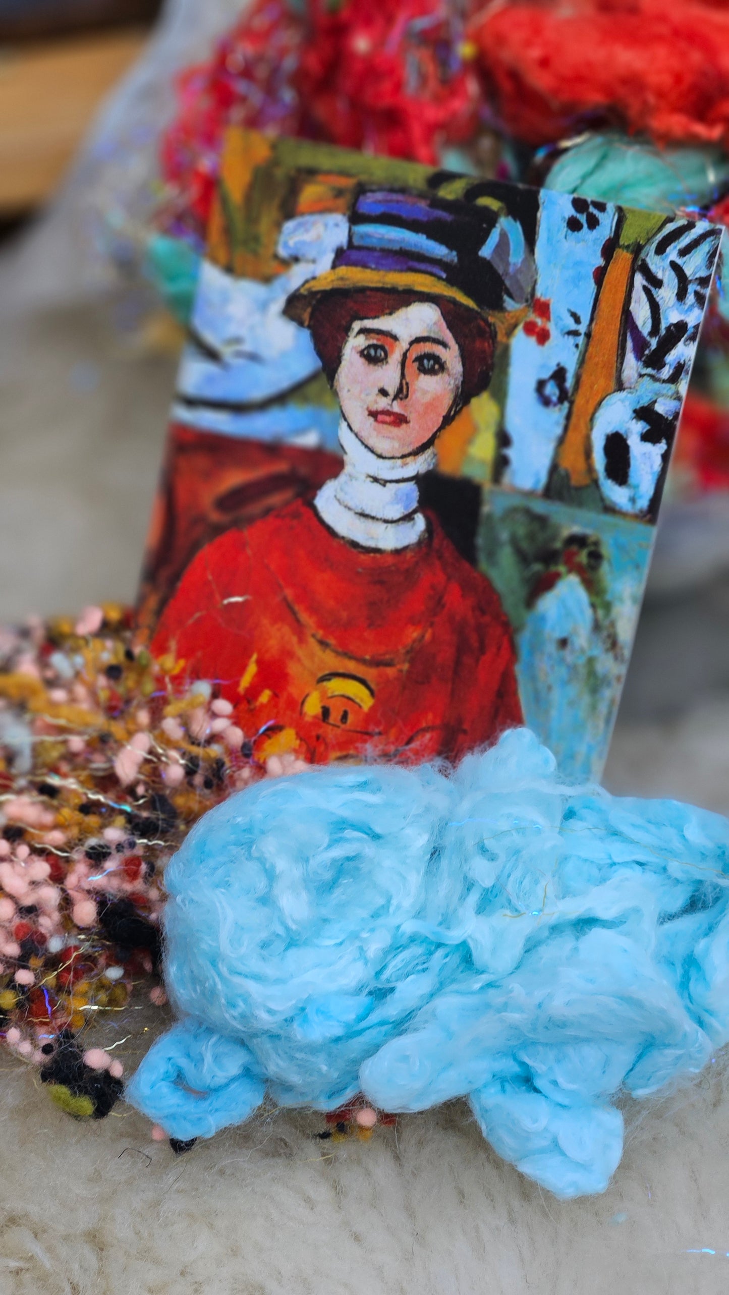 GIRL WITH THE GREEN EYES Matisse Inspired Fiber Art Texture Wool Blend Kit - 2.5 ounces