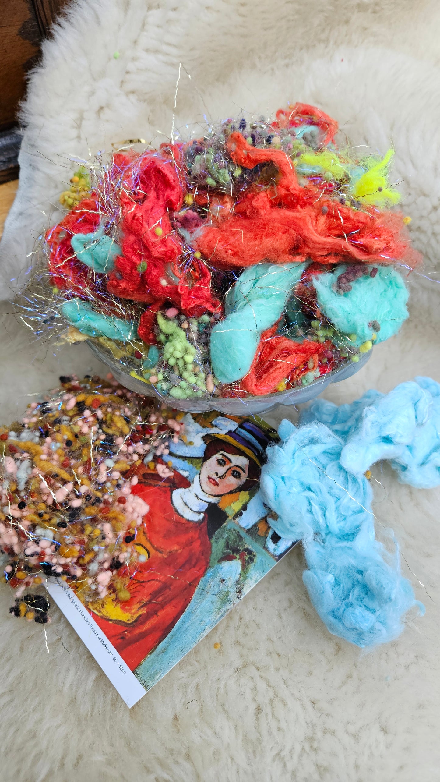 GIRL WITH THE GREEN EYES Matisse Inspired Fiber Art Texture Wool Blend Kit - 2.5 ounces