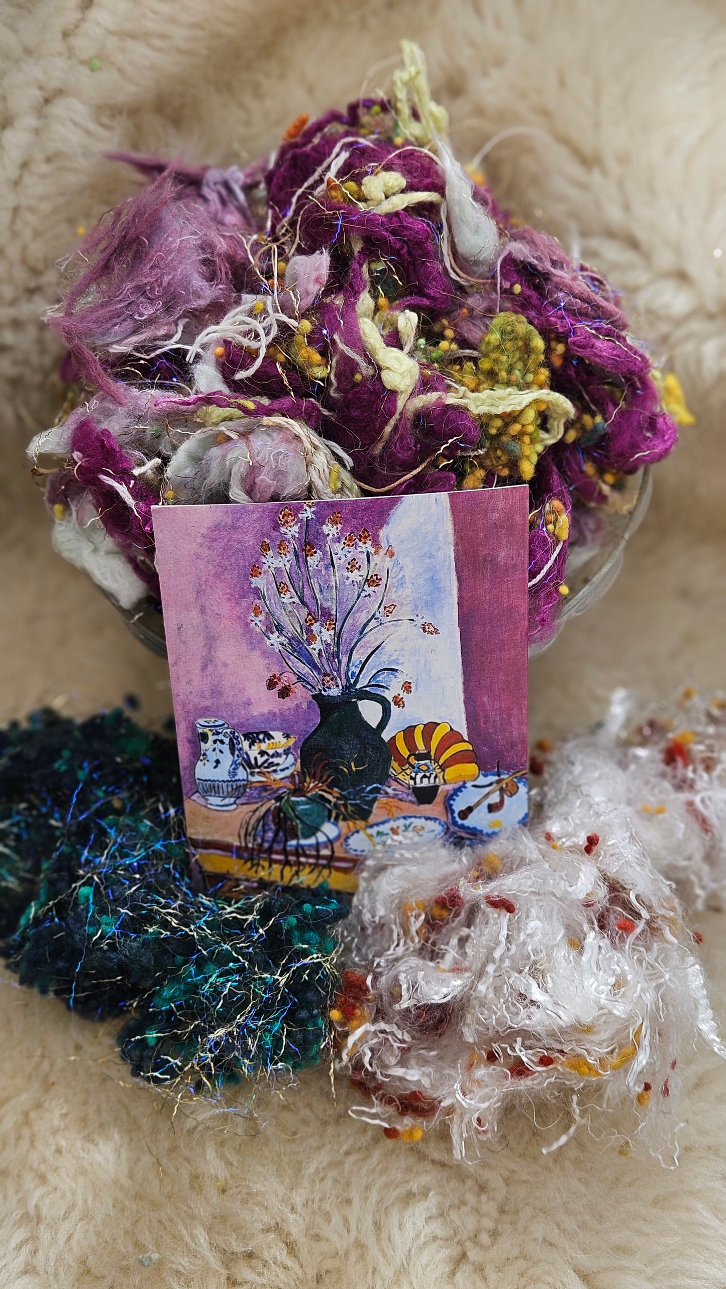STILL LIFE WITH FLOWERS - limited edition Matisse Abstract Expressionism inspired luxury fiber artist kit for fiber blending and felting - 2.5 oz | 71 g