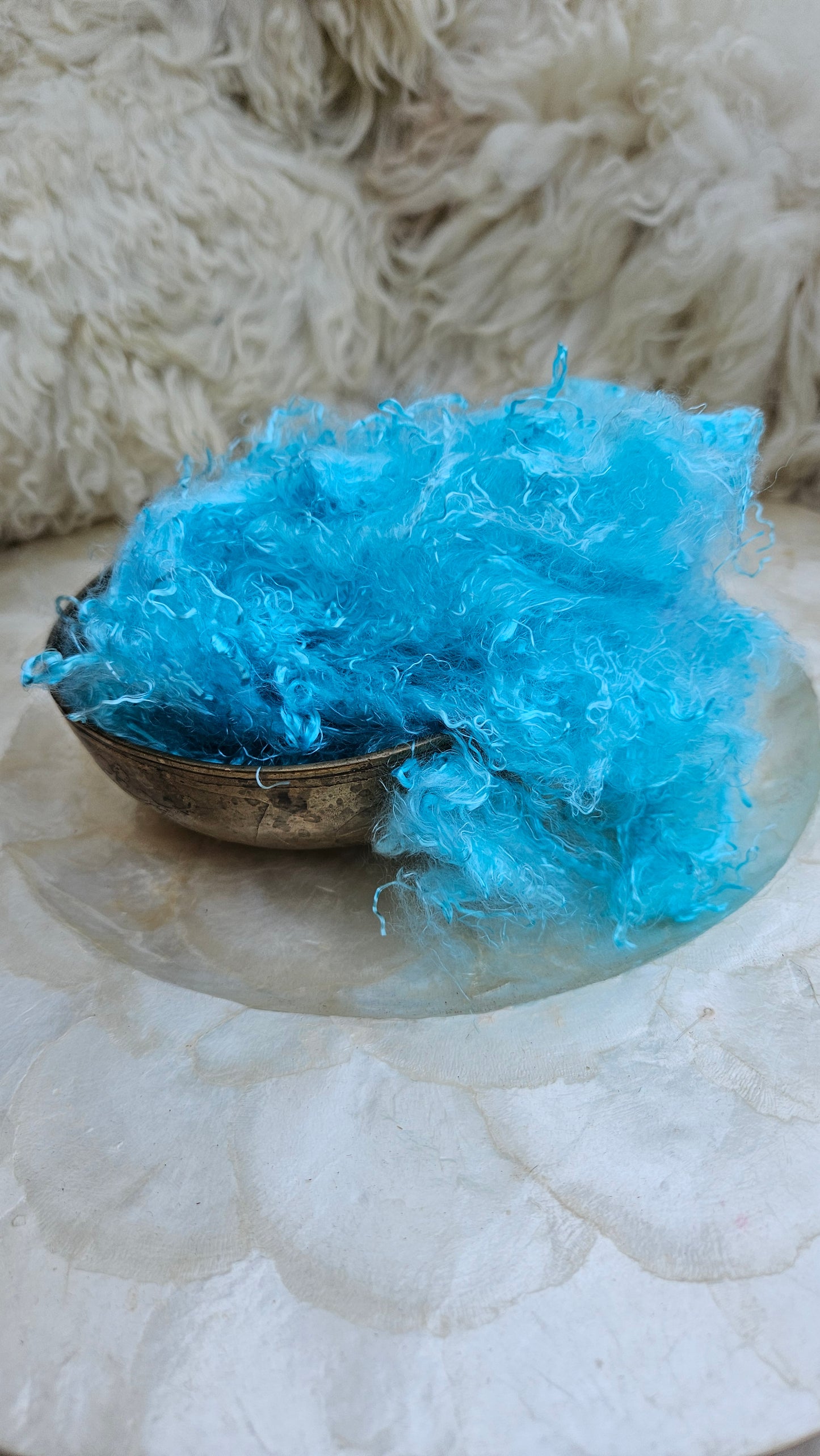 AQUAMARINE - hand-dyed eucalyptus crimp faux-silk for art yarn embellishing, fiber blending, felting, and papermaking - 2 oz | 57 g