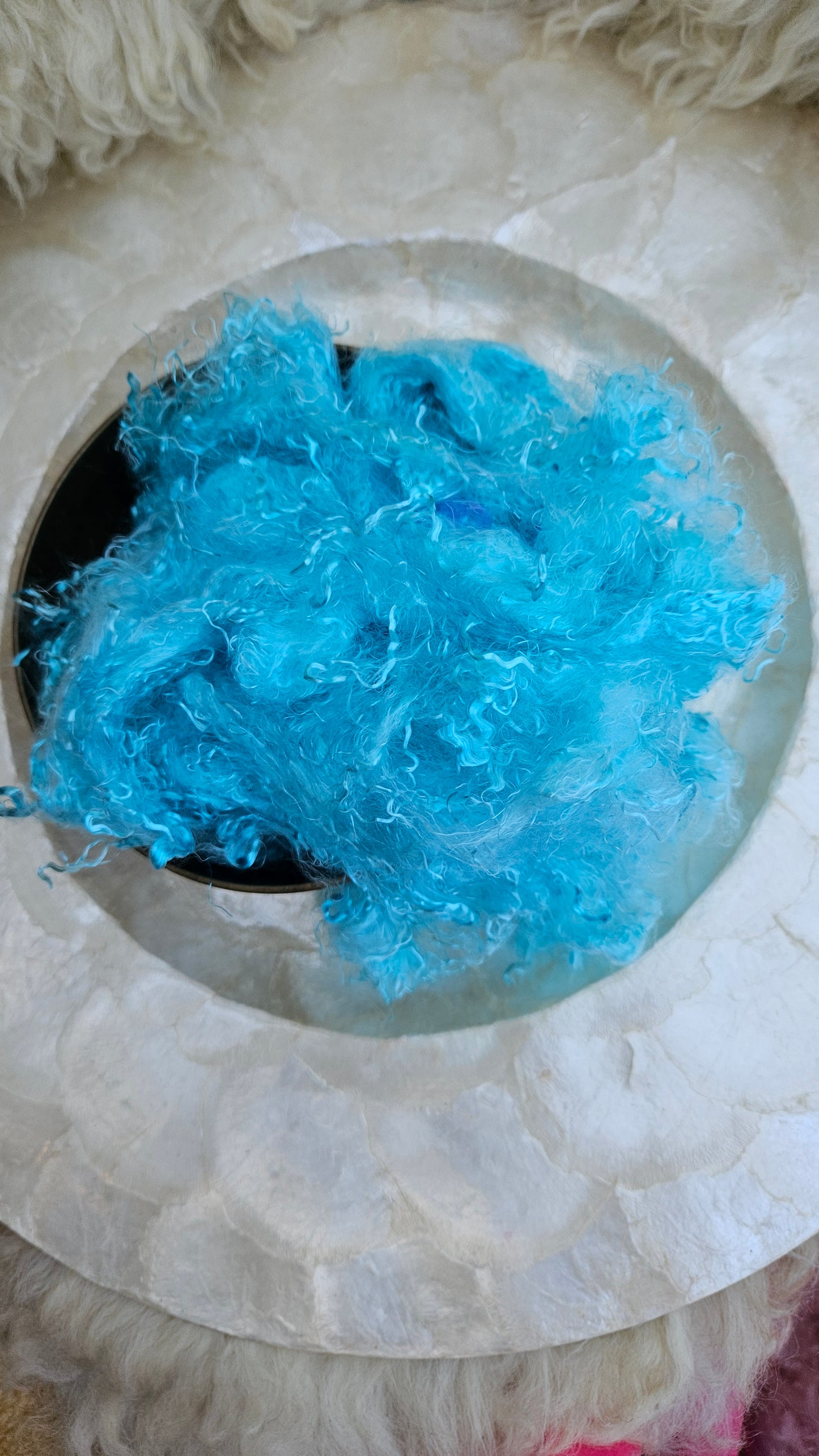 AQUAMARINE - hand-dyed eucalyptus crimp faux-silk for art yarn embellishing, fiber blending, felting, and papermaking - 2 oz | 57 g