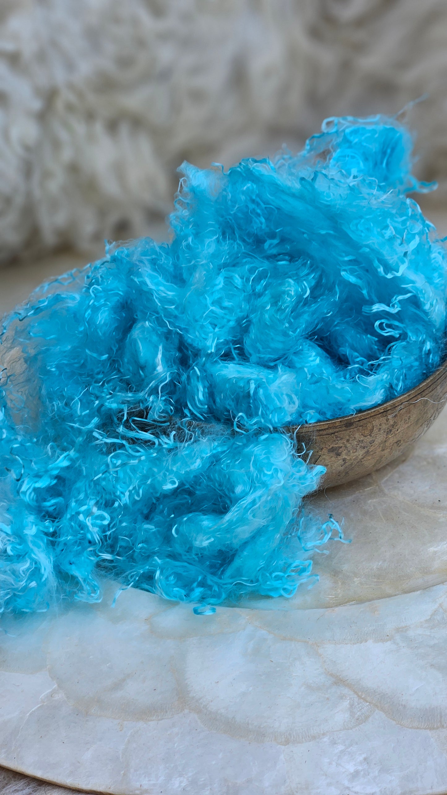AQUAMARINE - hand-dyed eucalyptus crimp faux-silk for art yarn embellishing, fiber blending, felting, and papermaking - 2 oz | 57 g