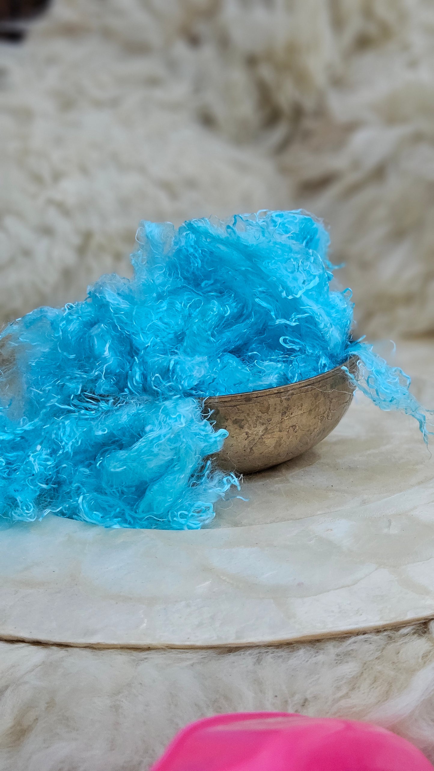 AQUAMARINE - hand-dyed eucalyptus crimp faux-silk for art yarn embellishing, fiber blending, felting, and papermaking - 2 oz | 57 g