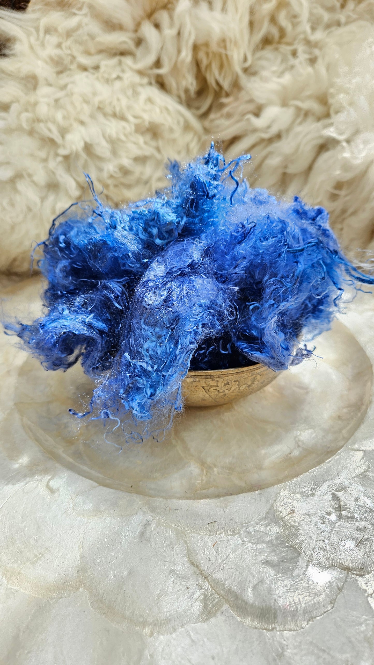 SAPPHIRE - hand-dyed eucalyptus crimp faux-silk for art yarn embellishing, fiber blending, felting, and papermaking - 2 oz | 57 g