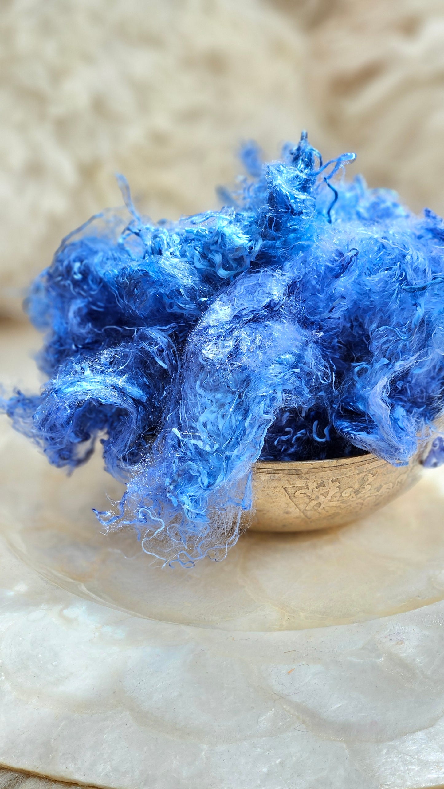 SAPPHIRE - hand-dyed eucalyptus crimp faux-silk for art yarn embellishing, fiber blending, felting, and papermaking - 2 oz | 57 g