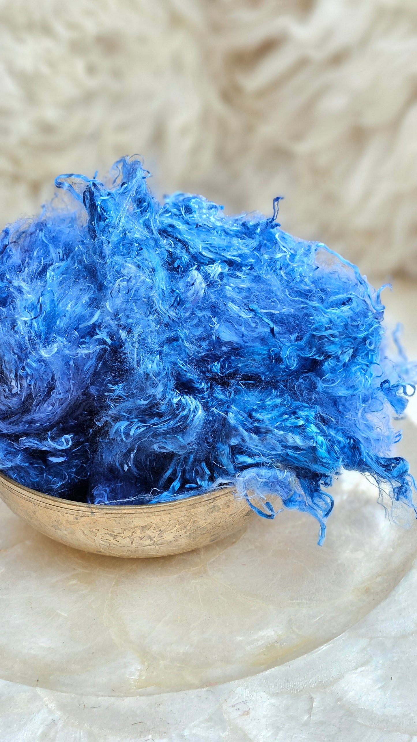 SAPPHIRE - hand-dyed eucalyptus crimp faux-silk for art yarn embellishing, fiber blending, felting, and papermaking - 2 oz | 57 g