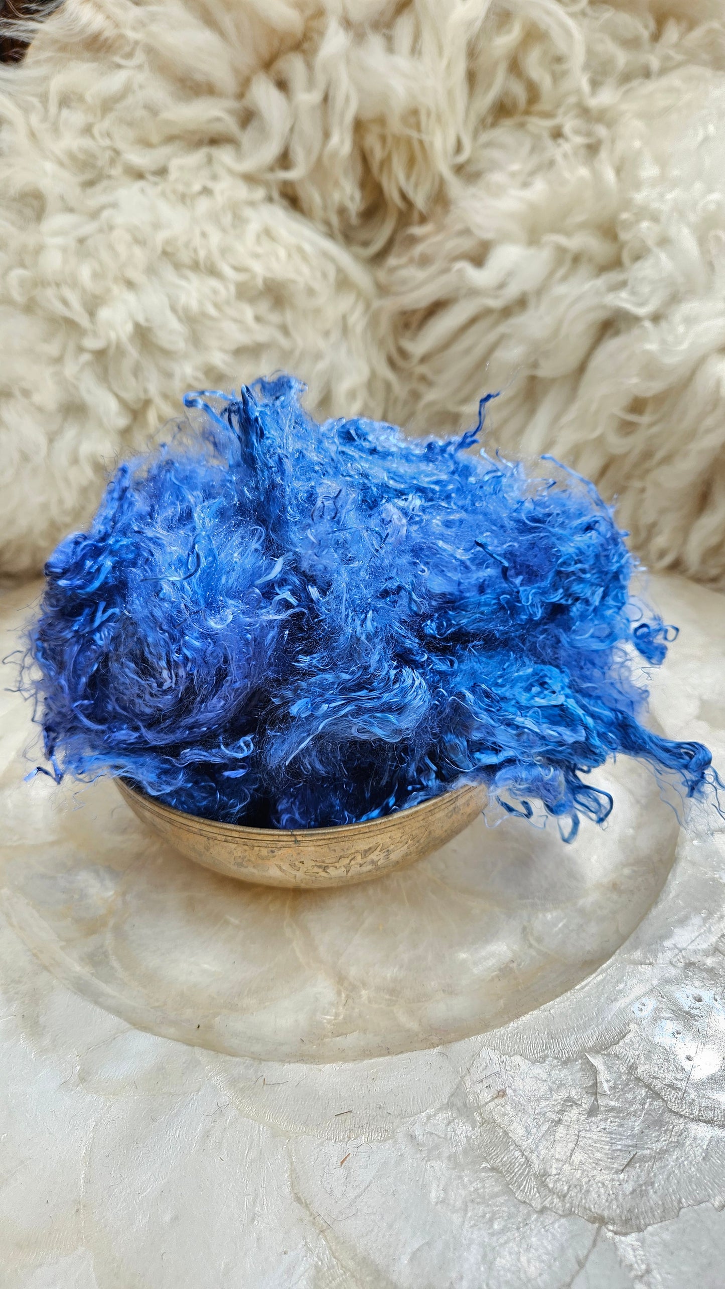 SAPPHIRE - hand-dyed eucalyptus crimp faux-silk for art yarn embellishing, fiber blending, felting, and papermaking - 2 oz | 57 g