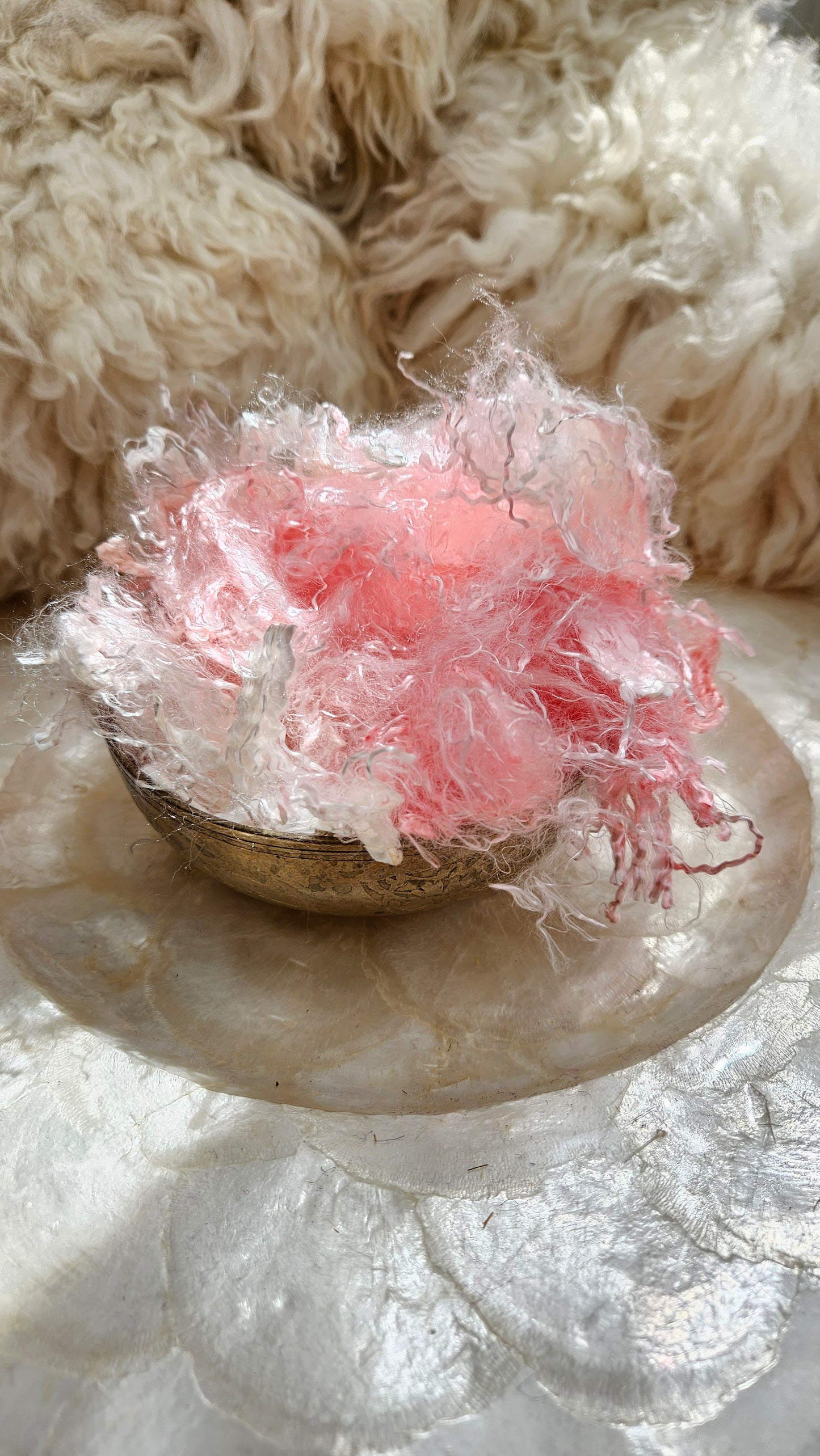 ROSE QUARTZ - hand-dyed eucalyptus crimp faux-silk for art yarn embellishing, fiber blending, felting, and papermaking - 2 oz | 57 g