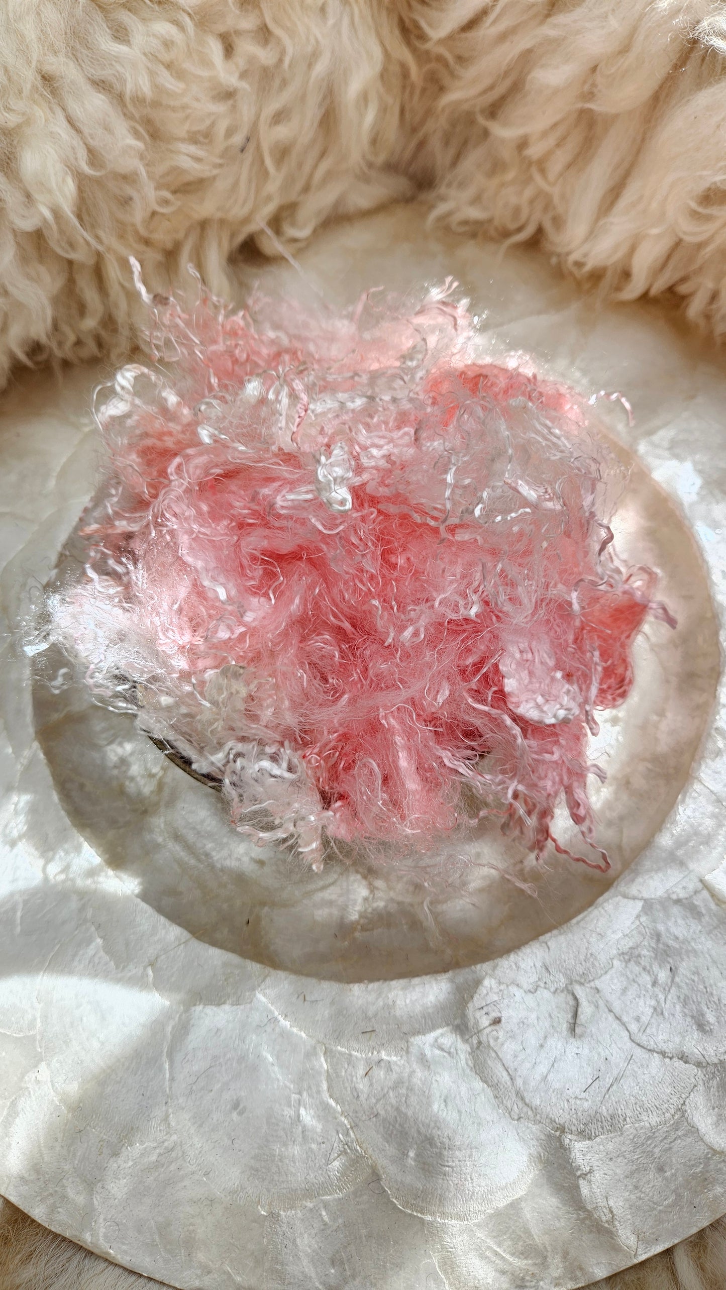 ROSE QUARTZ - hand-dyed eucalyptus crimp faux-silk for art yarn embellishing, fiber blending, felting, and papermaking - 2 oz | 57 g