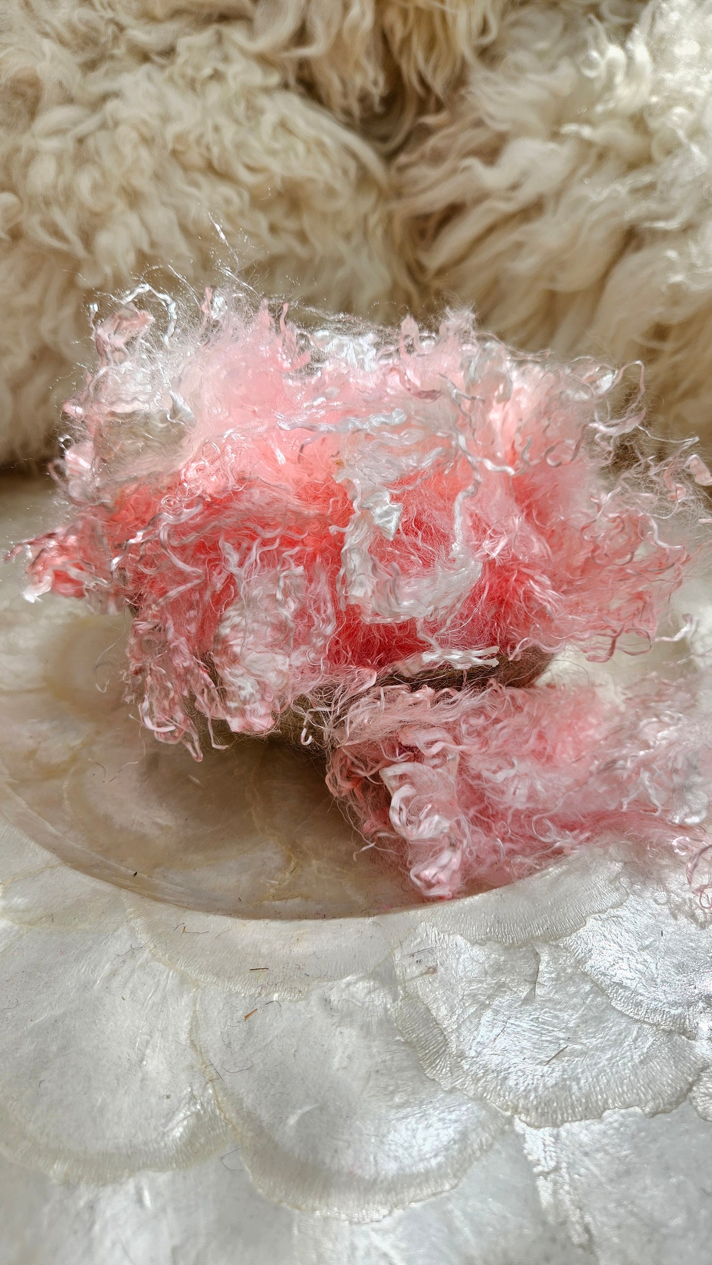 ROSE QUARTZ - hand-dyed eucalyptus crimp faux-silk for art yarn embellishing, fiber blending, felting, and papermaking - 2 oz | 57 g