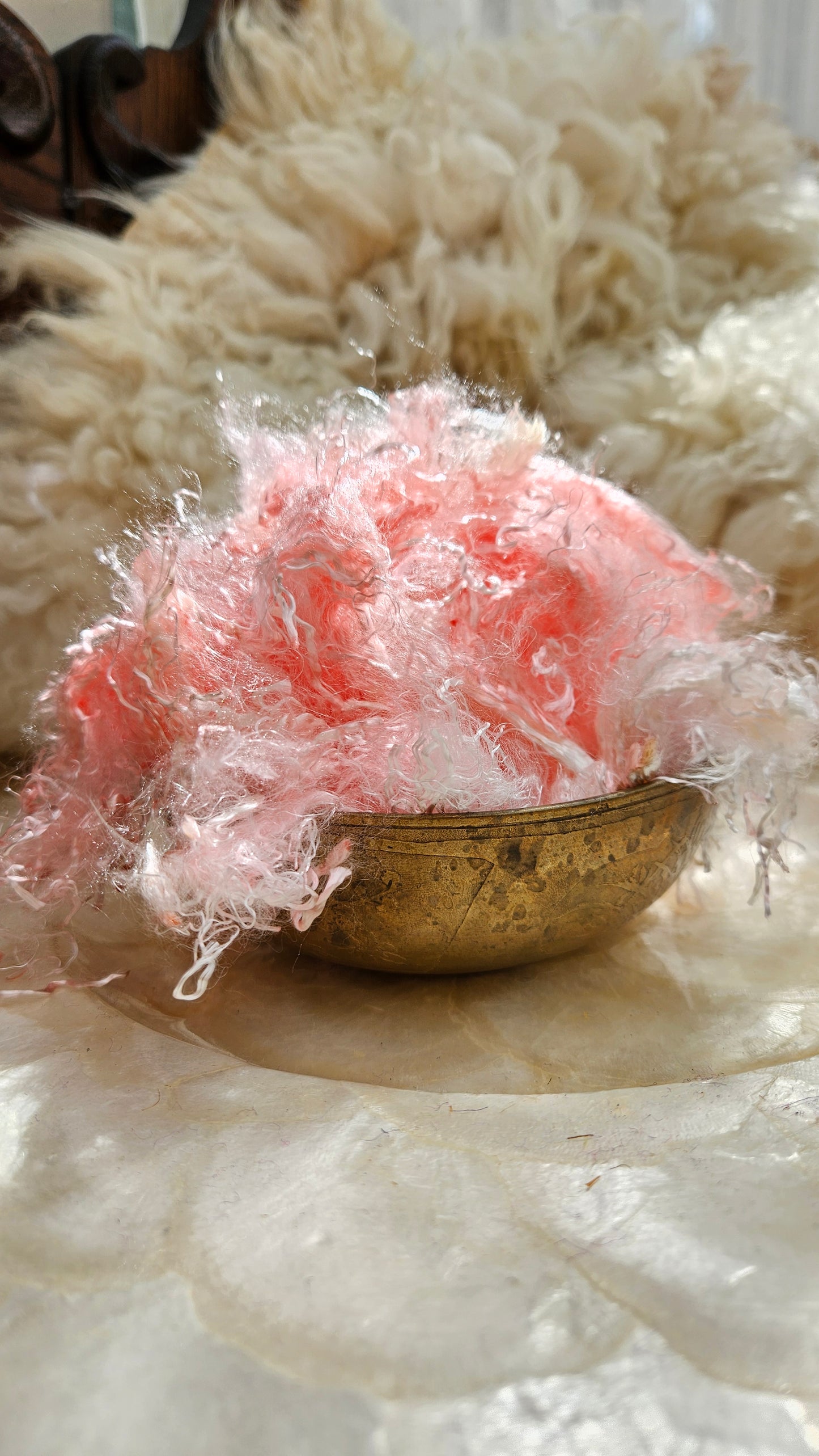 ROSE QUARTZ - hand-dyed eucalyptus crimp faux-silk for art yarn embellishing, fiber blending, felting, and papermaking - 2 oz | 57 g