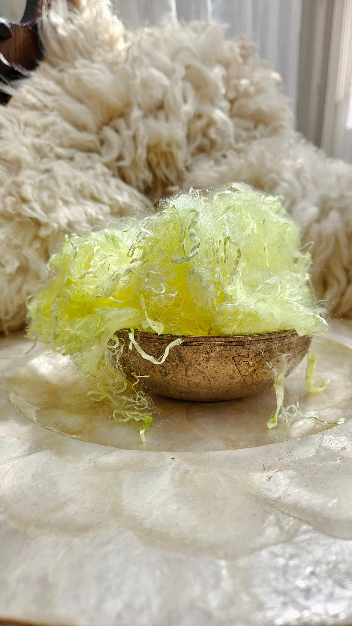SULPHUR - hand-dyed eucalyptus crimp faux-silk for art yarn embellishing, fiber blending, felting, and papermaking - 2 oz | 57 g