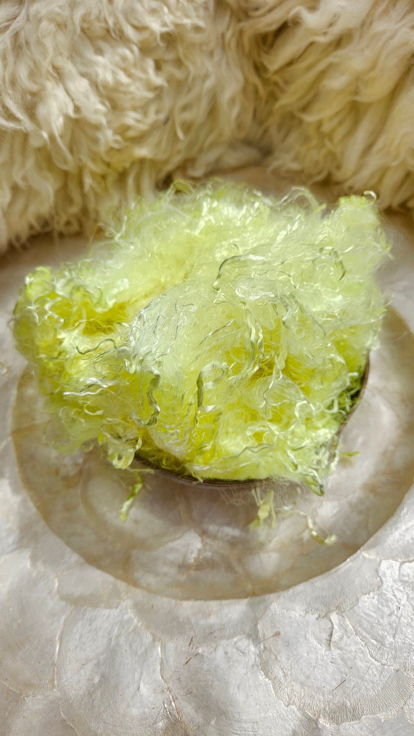 SULPHUR - hand-dyed eucalyptus crimp faux-silk for art yarn embellishing, fiber blending, felting, and papermaking - 2 oz | 57 g