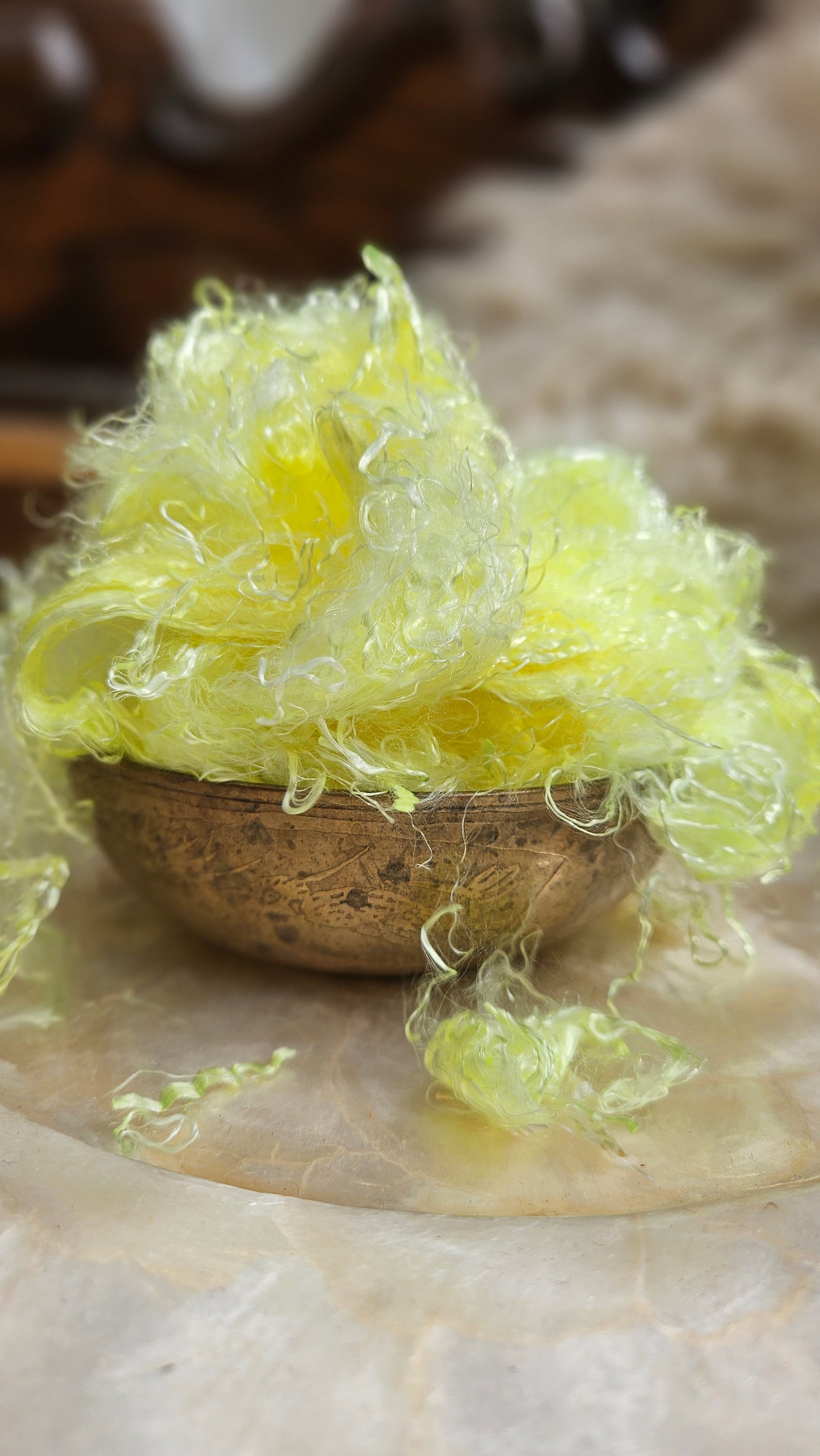 SULPHUR - hand-dyed eucalyptus crimp faux-silk for art yarn embellishing, fiber blending, felting, and papermaking - 2 oz | 57 g