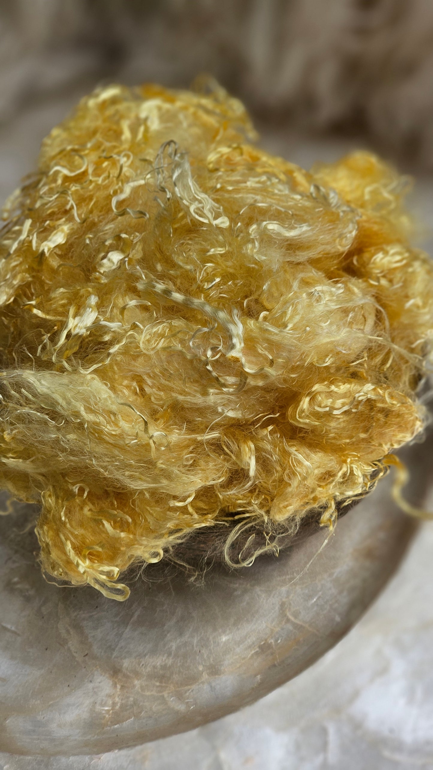 CITRINE Eucalyptus Crimp Hand Dyed Effects Fiber - 2 ounces