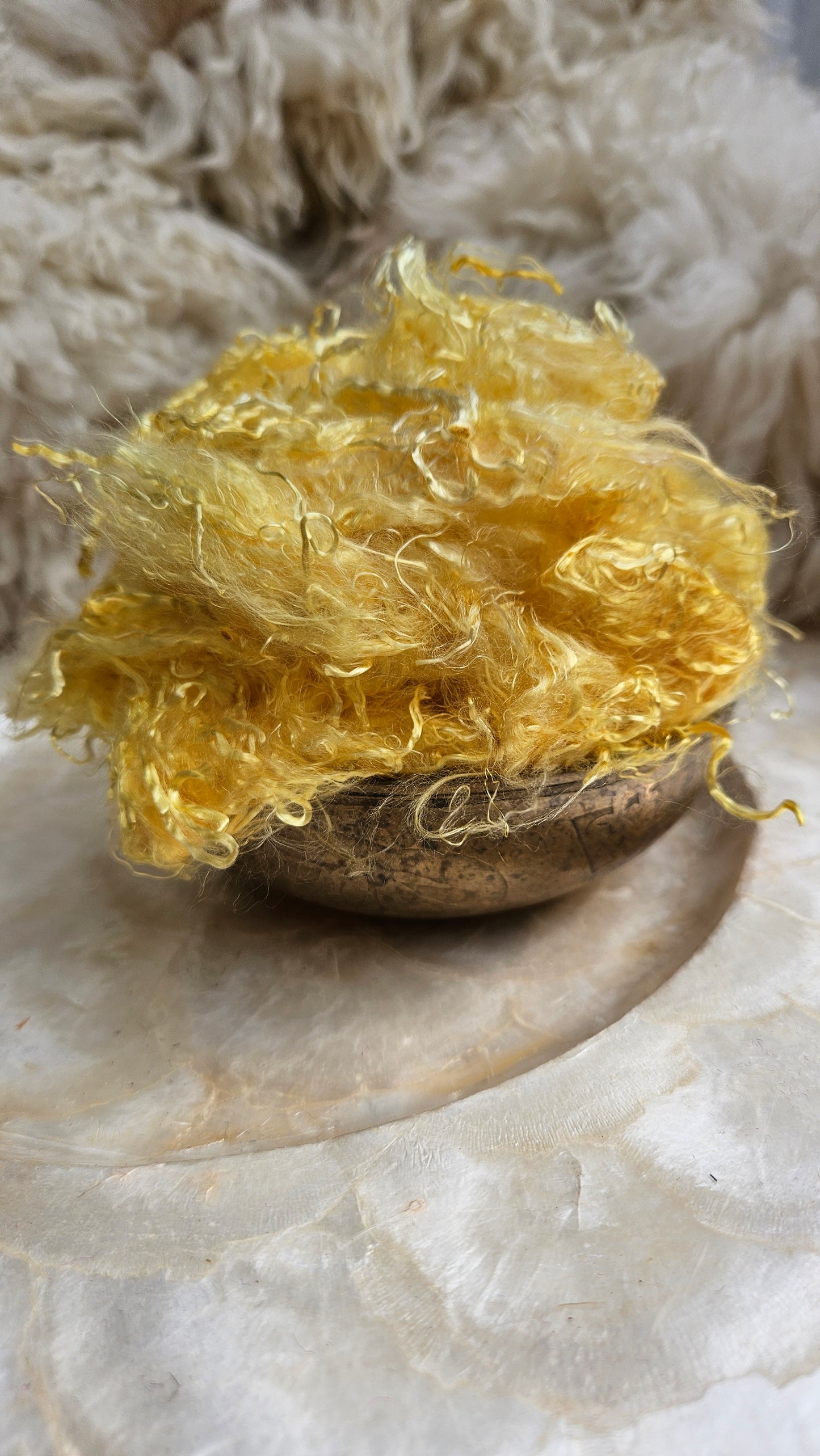 CITRINE Eucalyptus Crimp Hand Dyed Effects Fiber - 2 ounces